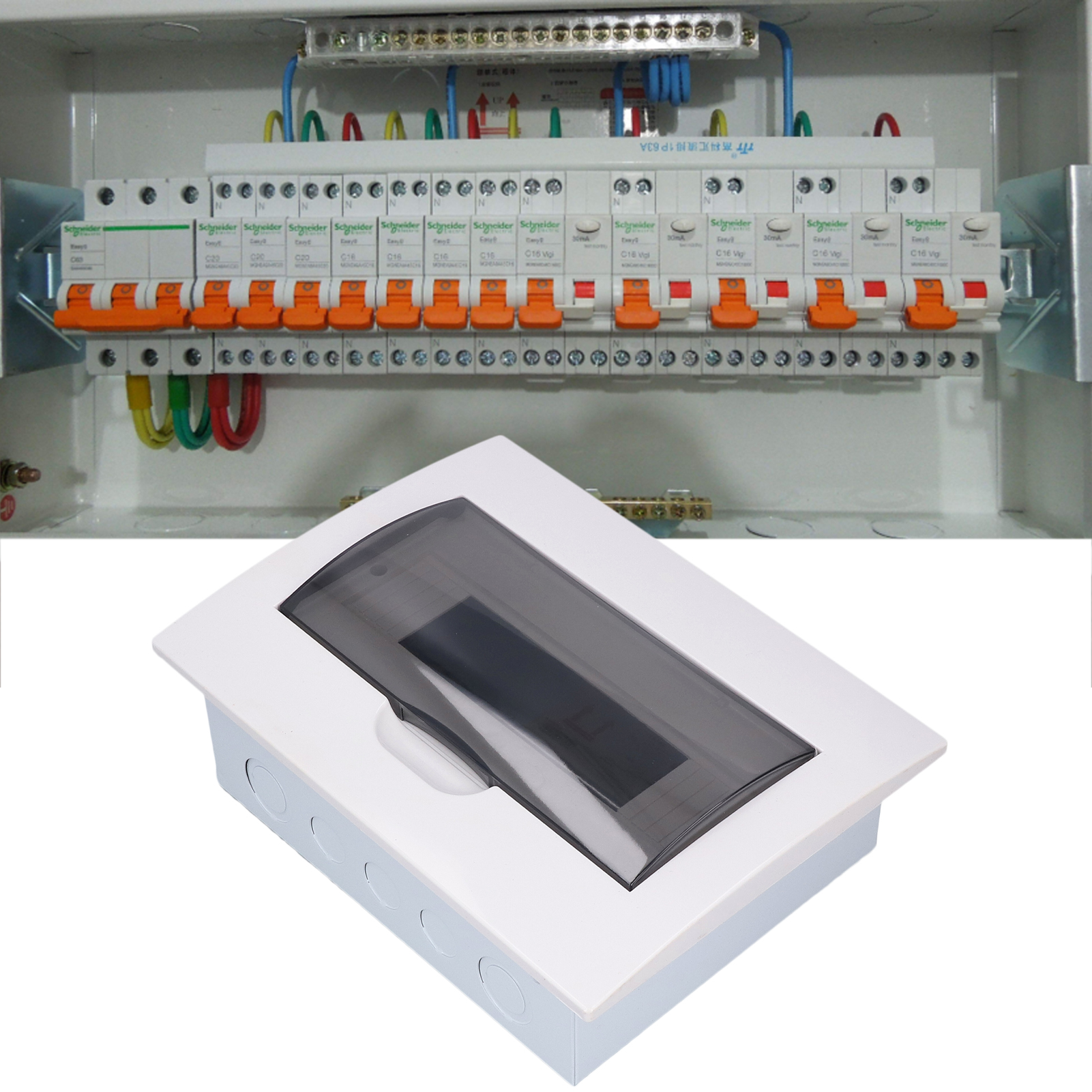 Merlin-unterputz-elektroverteilerdose Mit 12-facher Wegführung, Transparentem Deckel Und Din-schiene, Serie Lrp1