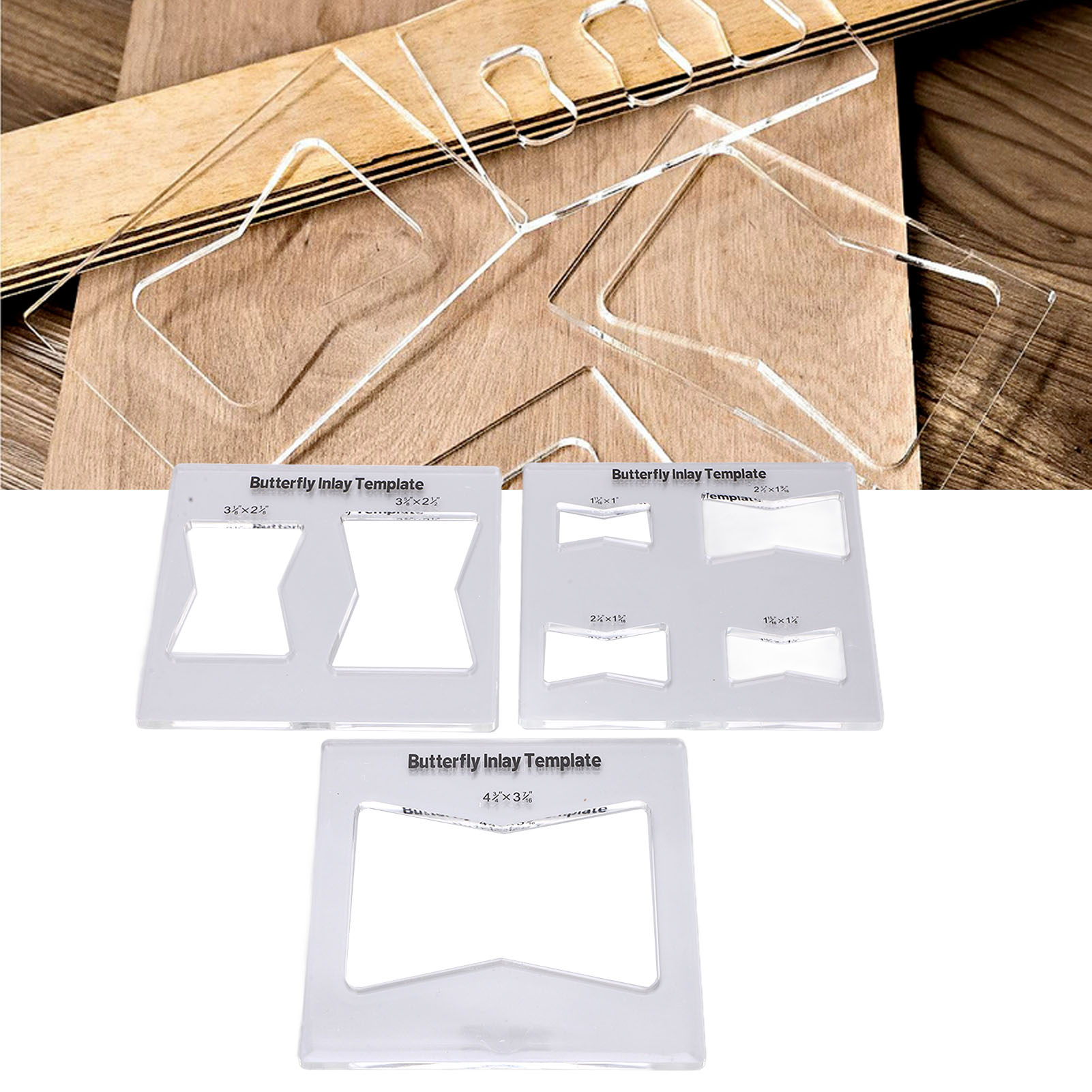 3-teilige Schablone Für Schmetterlingseinlagen, Geeignet Für Oberfräsen Und Dekorative Vorrichtungen Für Holzbearbeiter