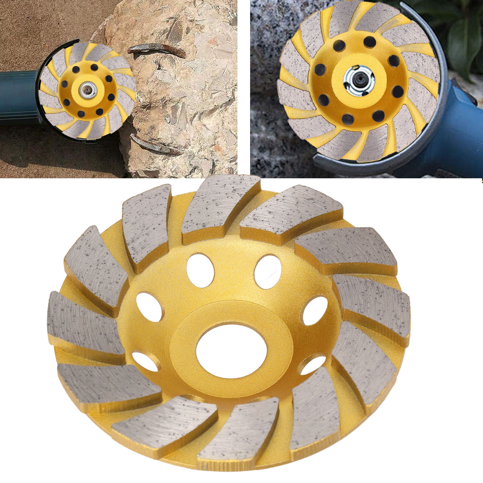Hochleistungsfähige 10 Cm (4 Zoll) 12-zahn-turbinen-diamantschleifscheibe Zum Schleifen Von Beton