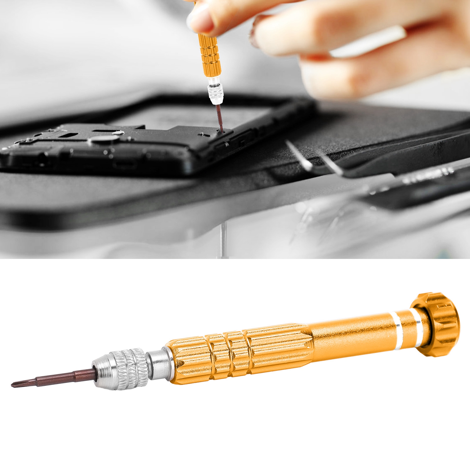 5-in-1 Handy-demontage- Und Reparaturwerkzeugset Aus Aluminiumlegierung Mit Schraubendreher (gold)