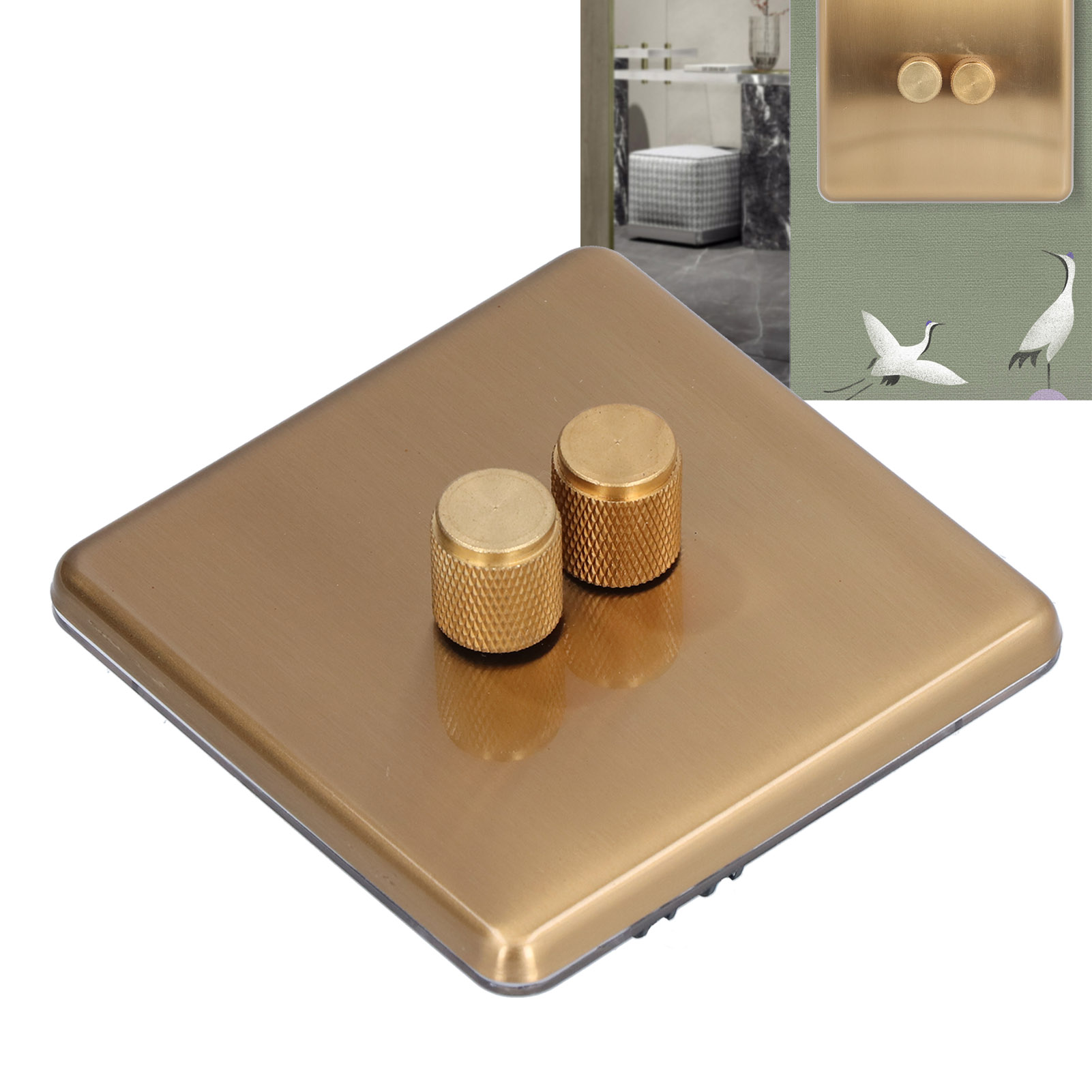 Ac220v Dual-dimm-drehdimmerschalter Mit Goldener Frontplatte