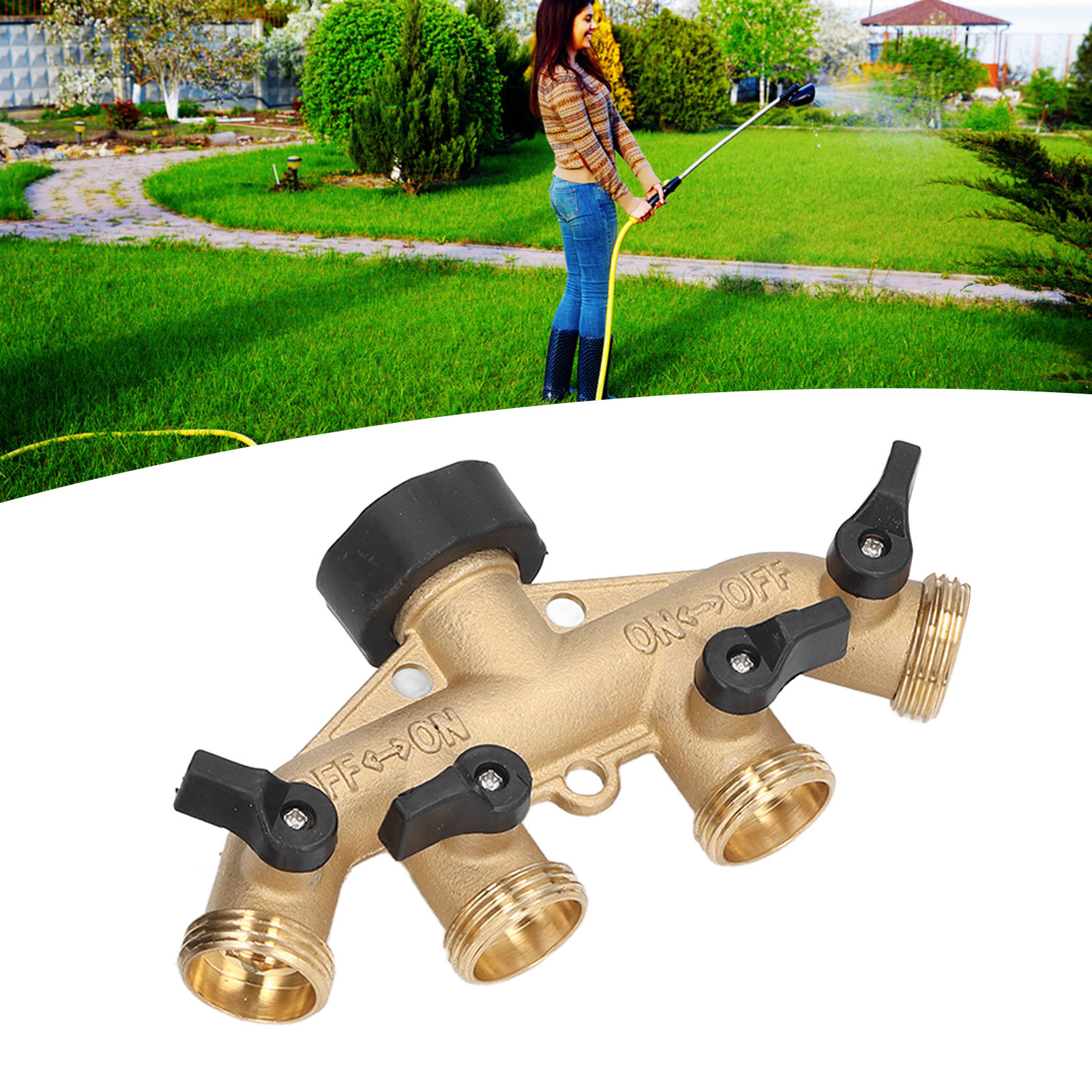 4-wege-3/4-zoll-gartenschlauch-umstellarmatur Aus Messing Mit Düse Und Schalter Für Die Gartenbewässerung (europäischer Standard)