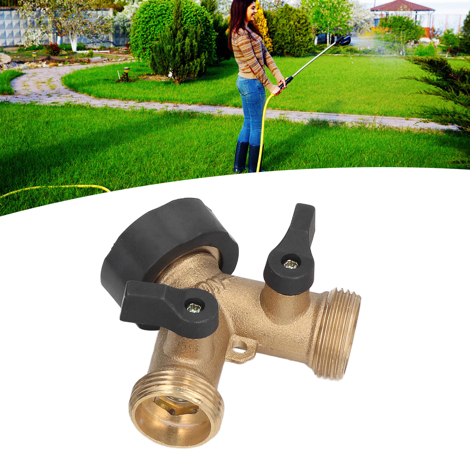 3/4 Zoll 2-wege-gartenschlauch-umstellhahn Aus Messing, Gemäß Europäischen Normen, Für Die Gartenbewässerung.