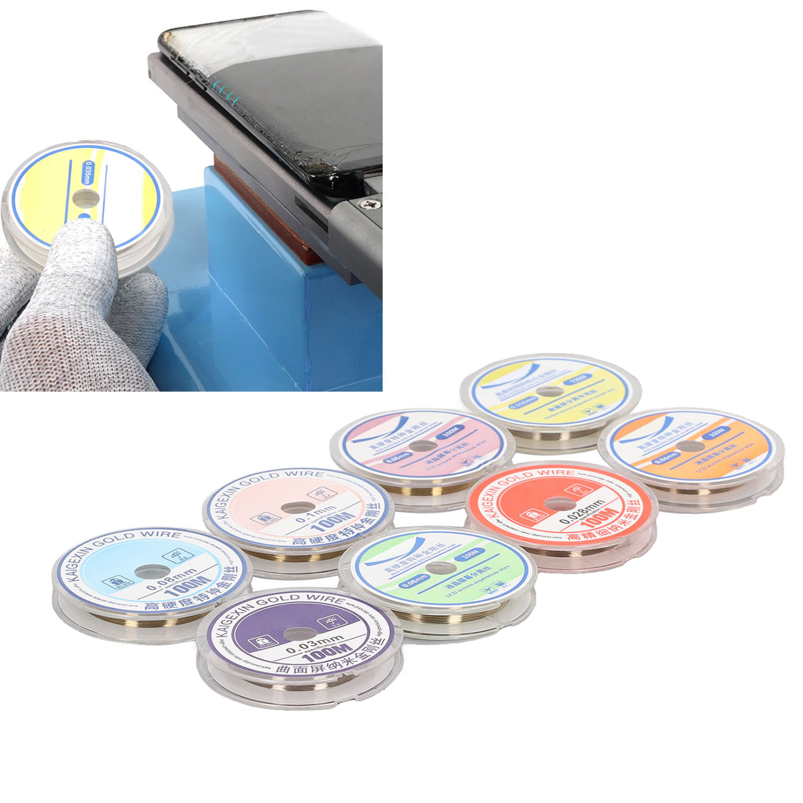 Trenndraht Für Lcd-bildschirme, Stahldraht Zur Bildschirmtrennung, Diamantdraht, 0,028/0,03/0,035/0,04/0,05/0,06/0,08/0,1 Mm
