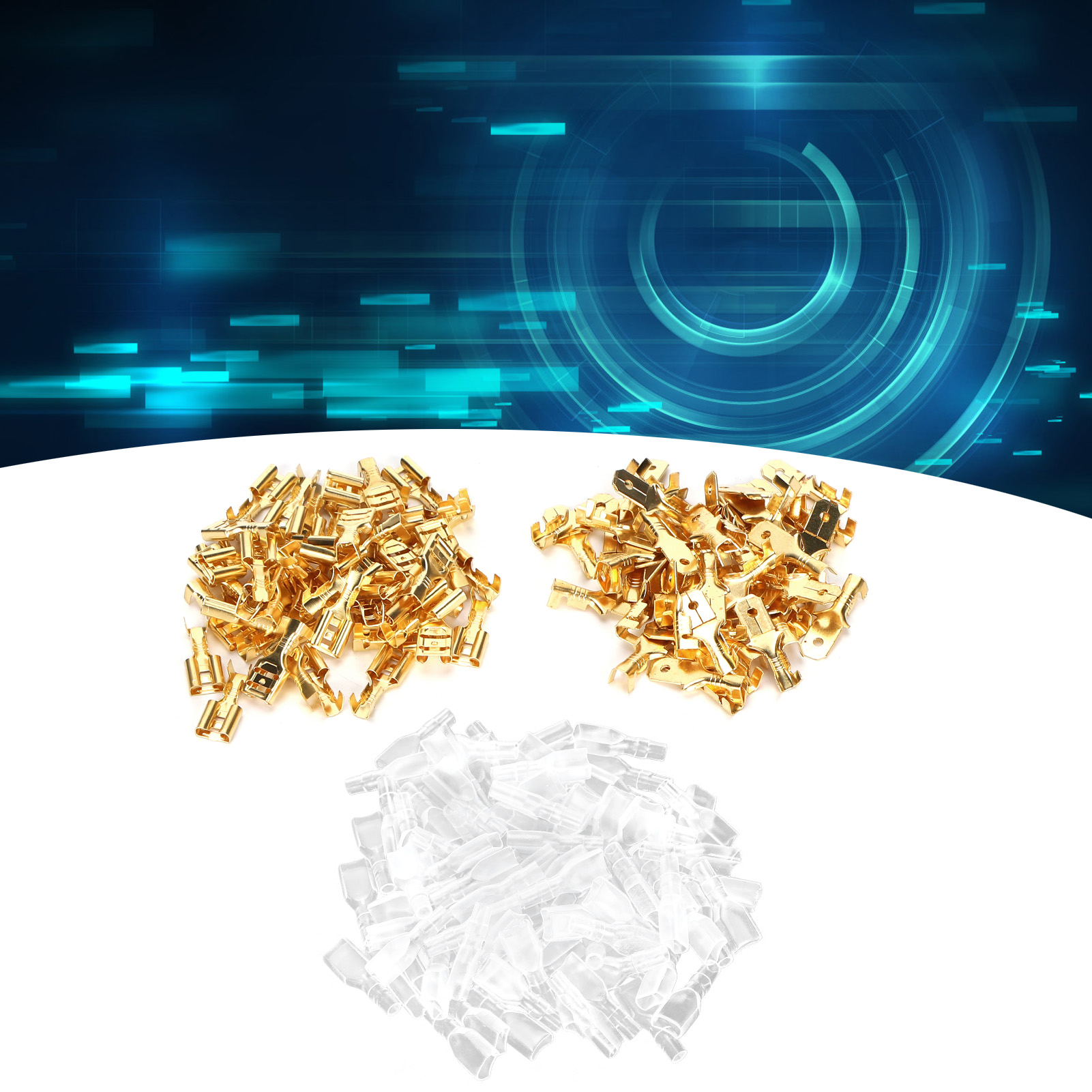 6,3 Mm Gold-anschlussklemmen, Männlich Und Weiblich, Je 50 Stück Schutzhülle, 100 Stück In Einem Beutel.