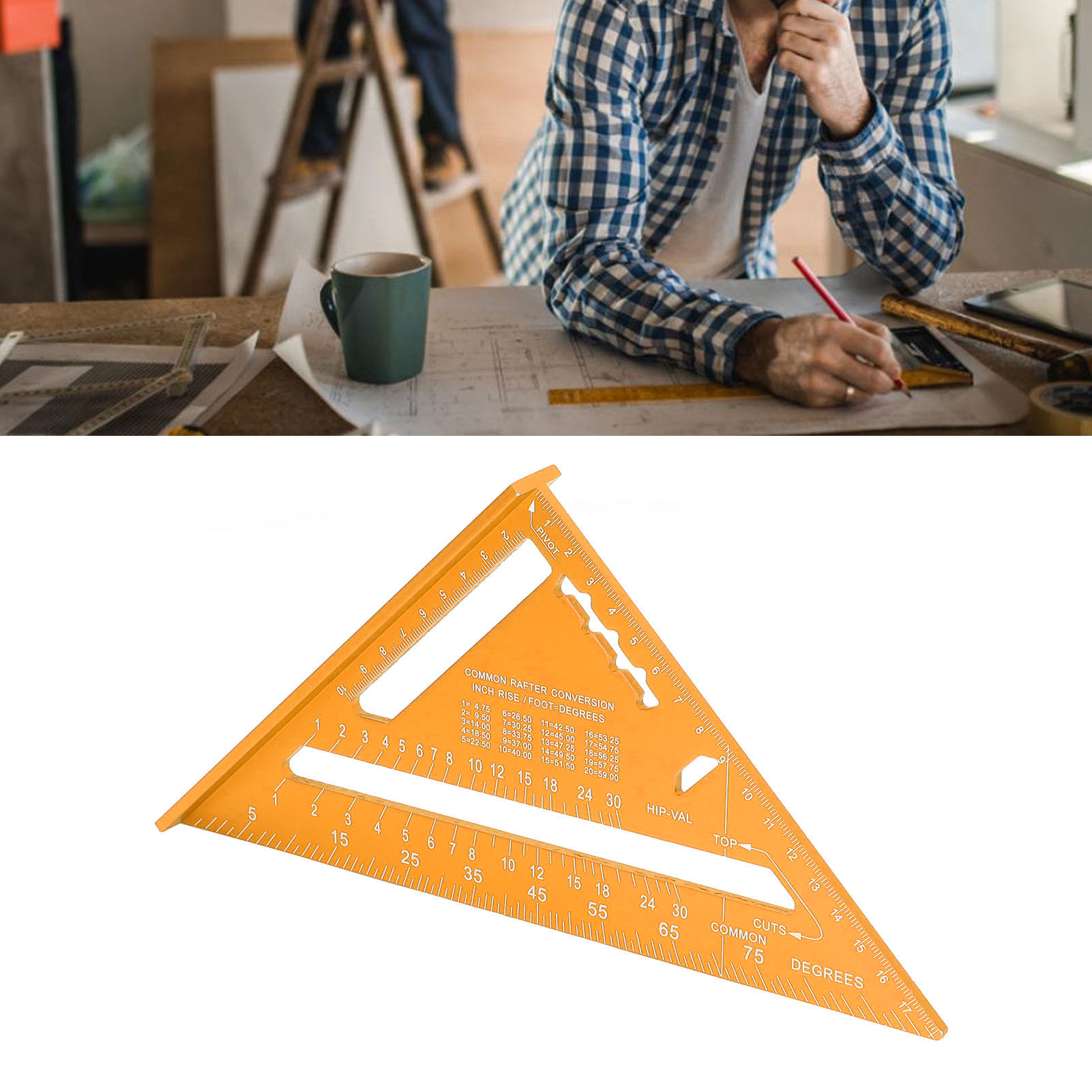 7-zoll-90°-dreiecklineal Aus Aluminiumlegierung Für Die Holzbearbeitung (gold)