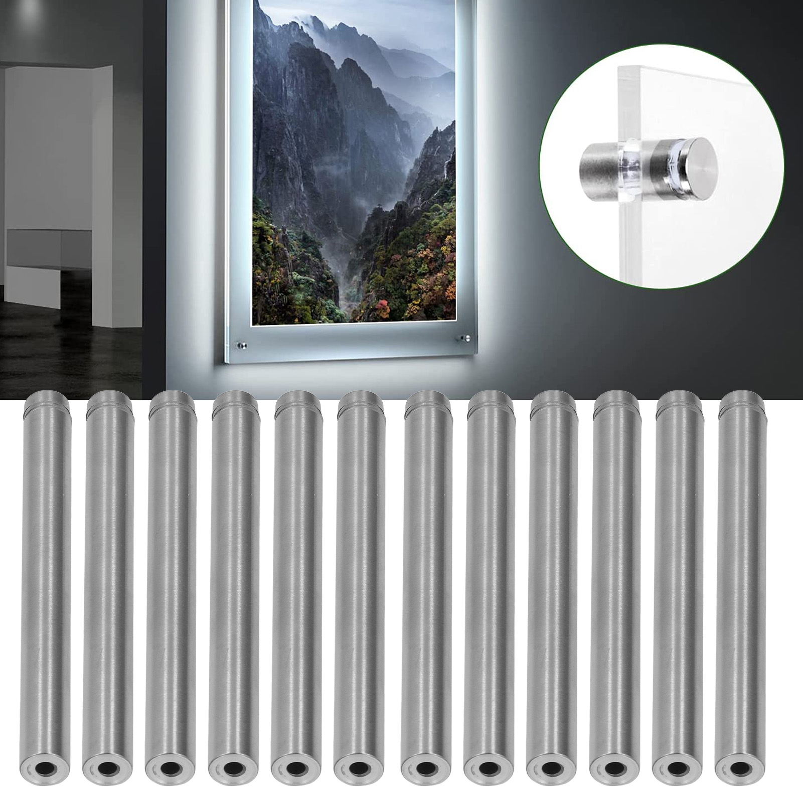 Set Mit 12 Befestigungsschrauben Aus Edelstahl, 12 X 120 Mm Wandhalterungsschrauben, Werbeschrauben-set Zur Montage Von Acryl-fotorahmen Und Glasbeschlägen.