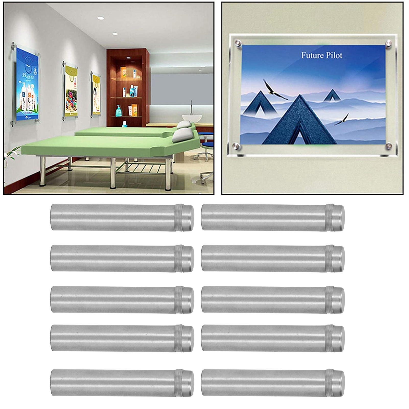 Set Mit 12 Befestigungsschrauben Aus Edelstahl, 12 X 60 Mm Wandhalterungsschrauben, Werbeschrauben-set Zur Montage Von Acryl-fotorahmen Und Glasbeschlägen.