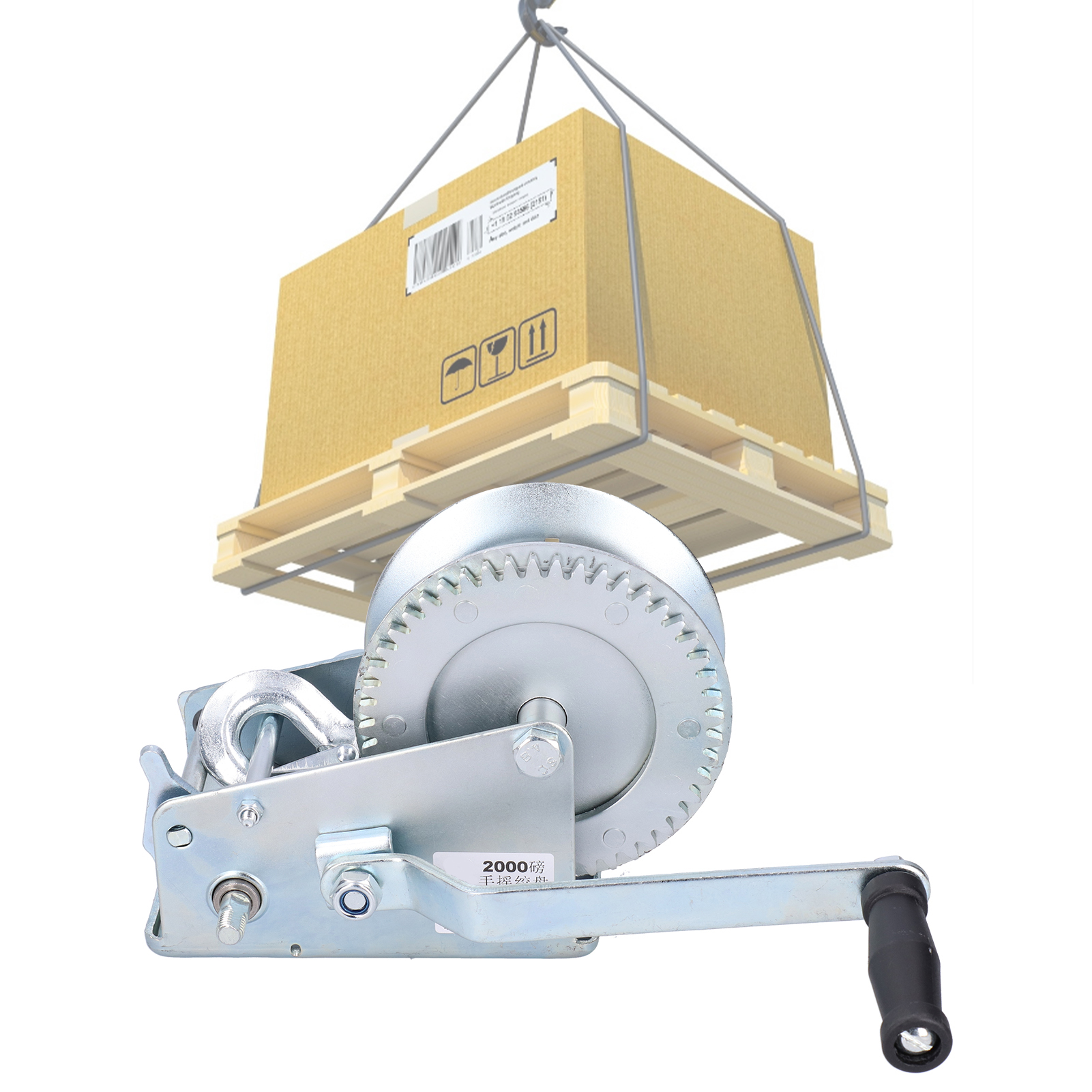 907 Kg (2000 Lb) Selbsthemmende Handwinde, Kleine Winde, Kranzugmaschine, 907 Kg (2000 Lb) Winde