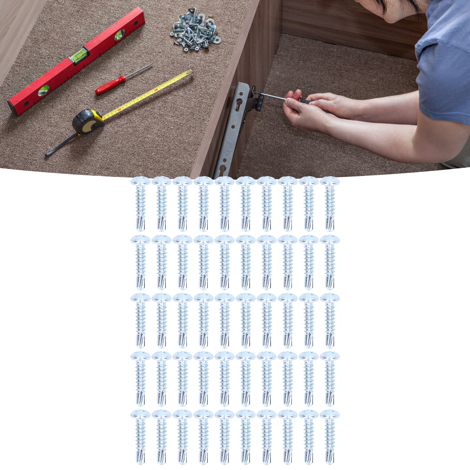 50 Phillips-bohrschrauben Aus Blau-weiß Verzinktem Kohlenstoffstahl, Rundkopf 4,2 X 19 Mm