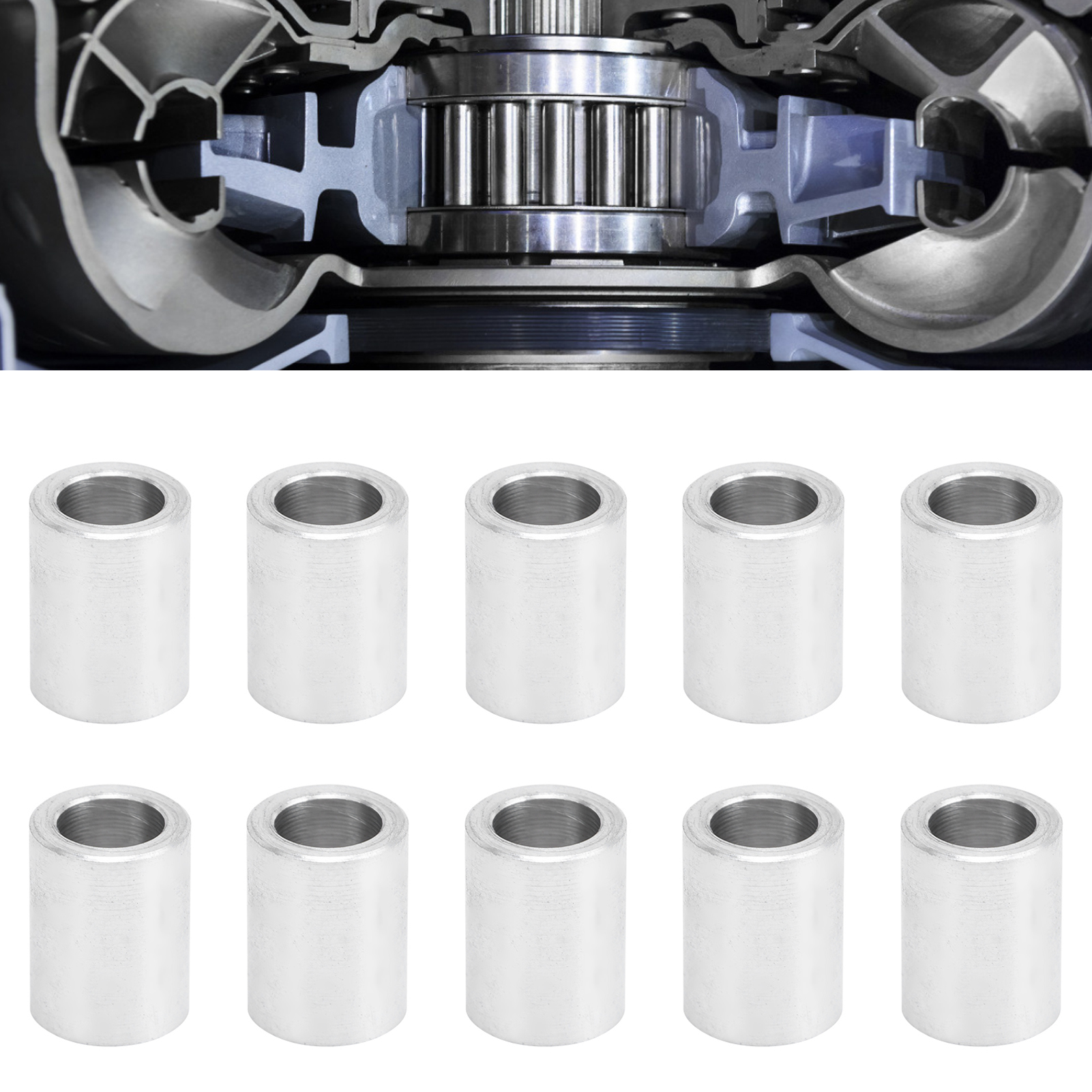 Zehn Aluminiumdichtungen Φ6mm, 3502-0006-0070, 7mm Lang.