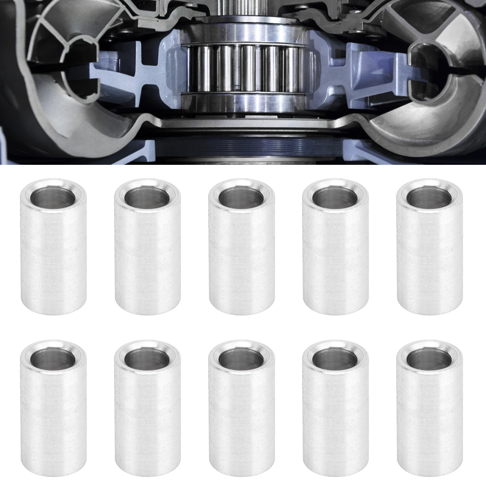 Zehn Aluminiumdichtungen Φ6mm, 3502-0006-0110, 11mm Lang.