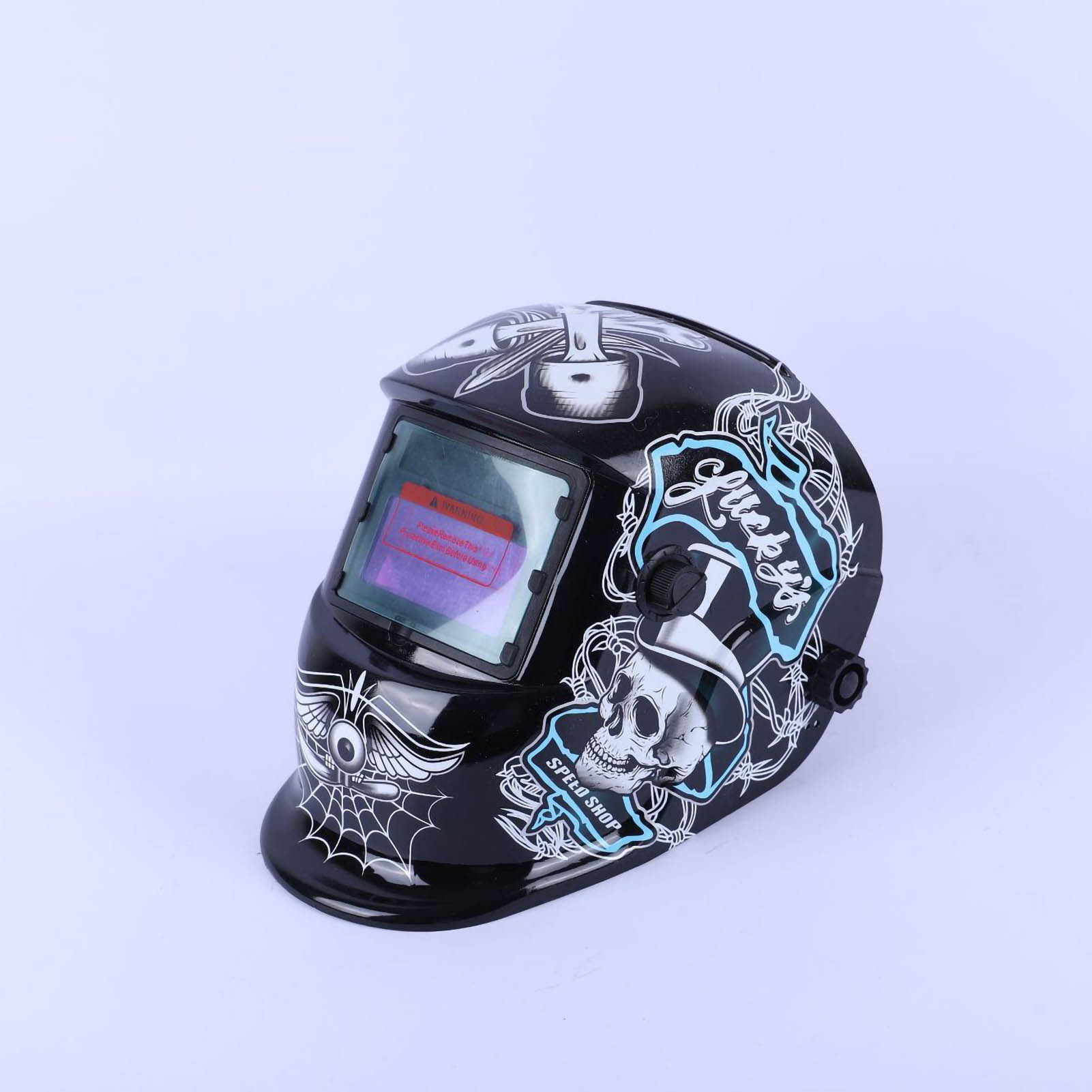 107 Auto-dimming Lcd Schweißmaske, Schweißerhelm, Argon-lichtbogenschweißmaske, Silberner Totenkopf 2