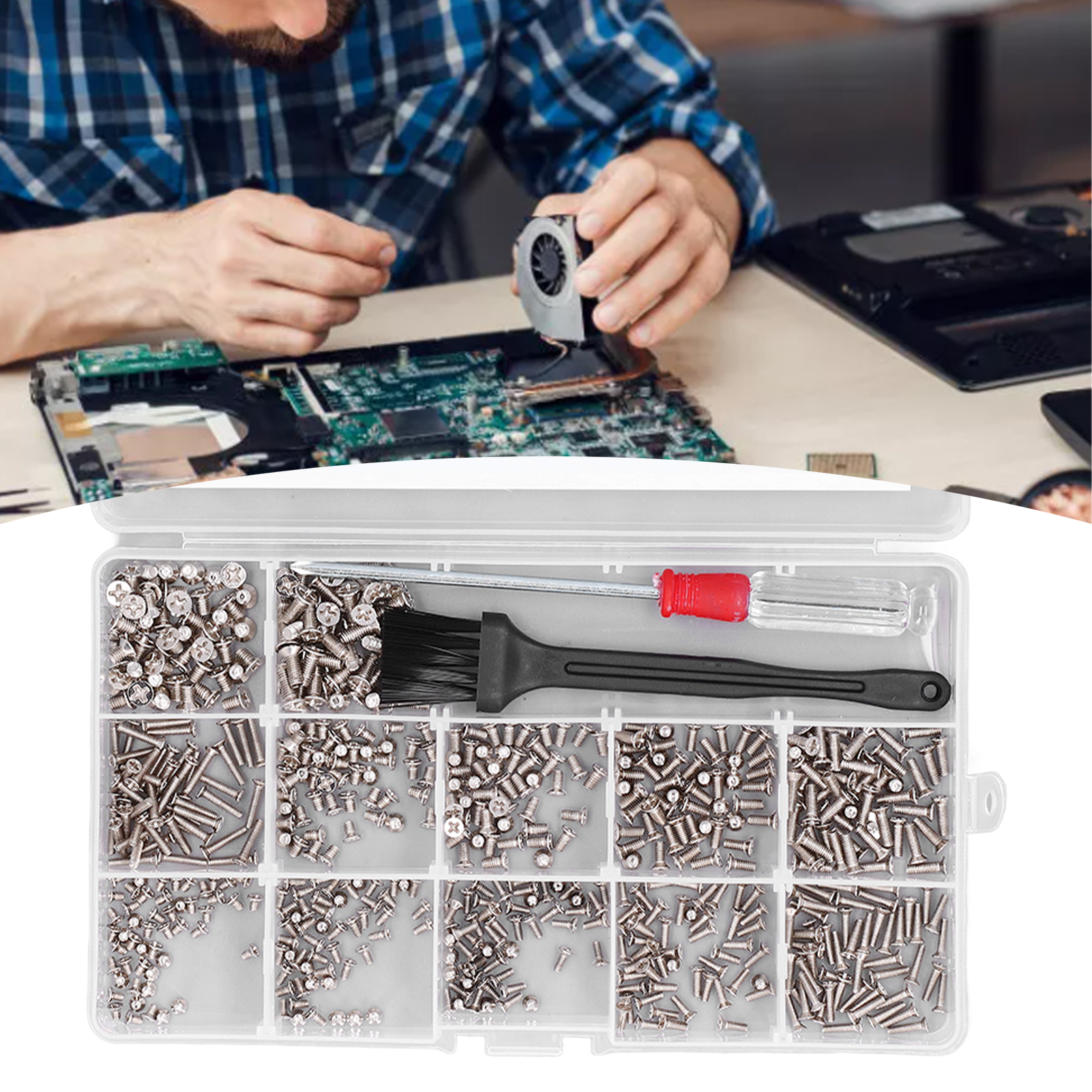 Miniatur-schraubensatz Für Laptops, Metrisch M2, M2,5, M3 Mit 1 Schraubendreher + 1 Bürste, Silber.