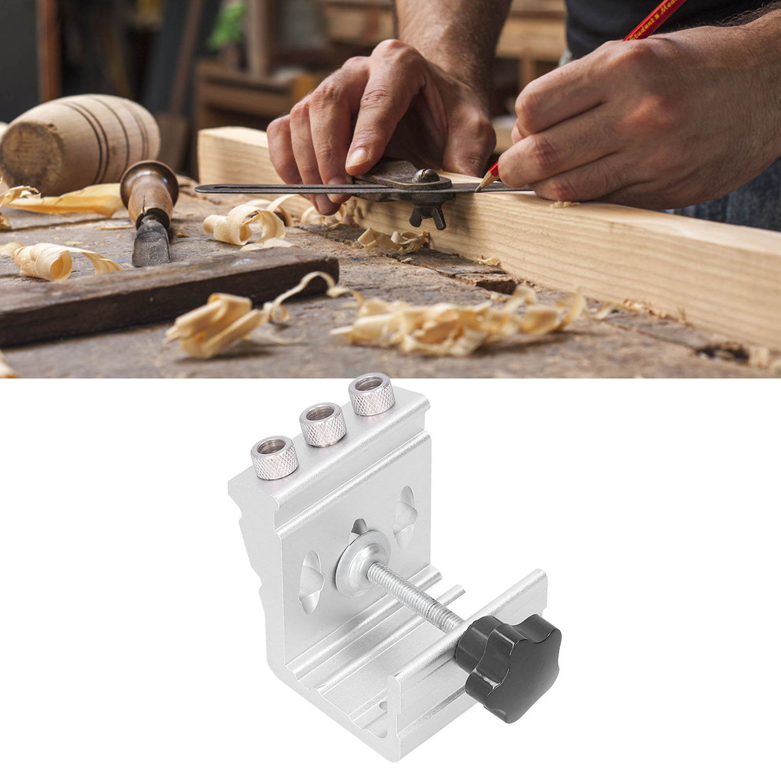 3-in-1 Bohrer Und Positionierer Für Die Holzbearbeitung, Rundprofilbohrer, Rundholzbohrer Und Positionierer, Stufenbohrer Für Die Holzbearbeitung, 1/4"-schraubendreherbit.