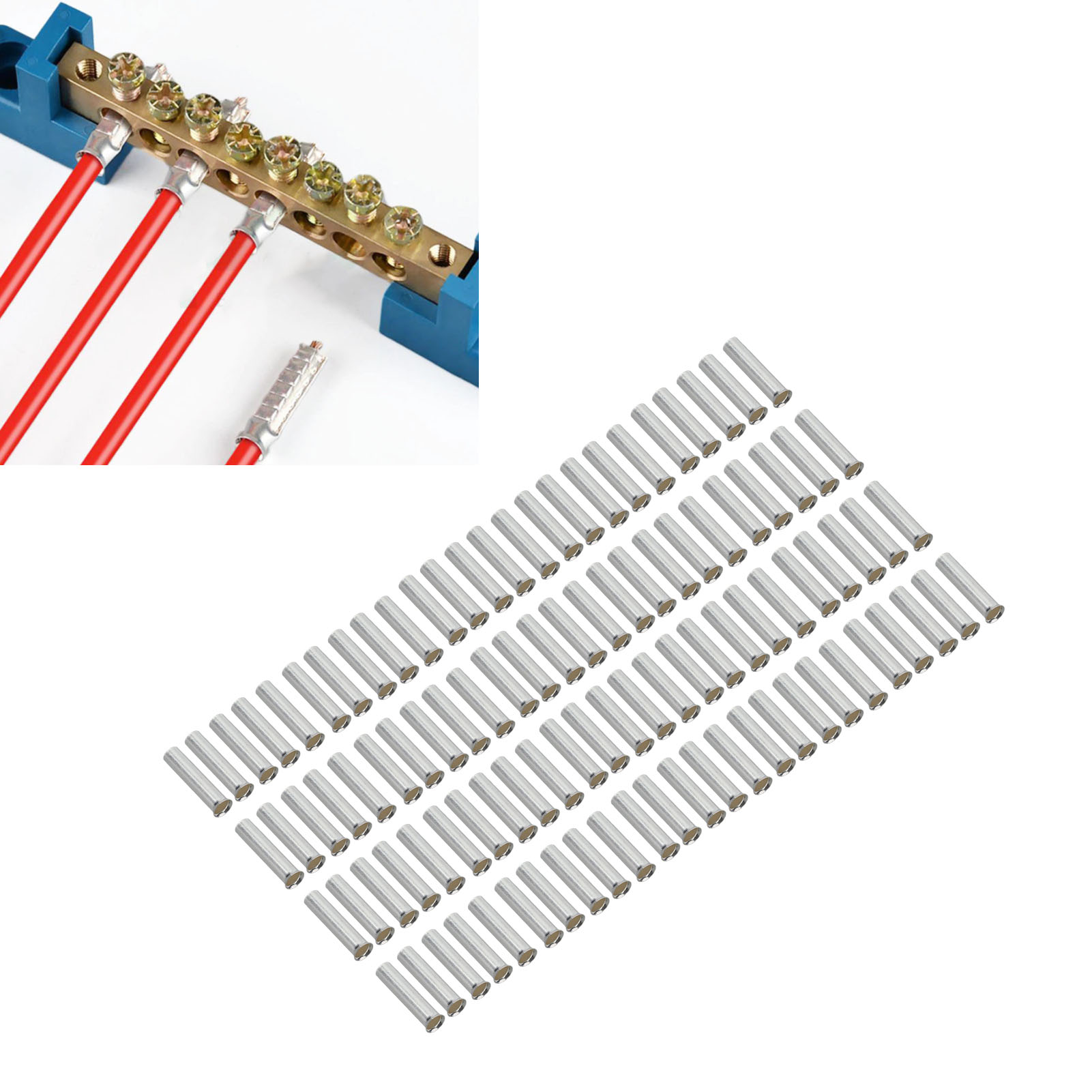 100 Stück En6018/en6012 10awg Blanke Kupferdraht-aderendhülsen, Geeignet Für Unisolierte Kabelanschlüsse Und Drahtverbinder, En6012 Verzinnte Stiftklemmen.