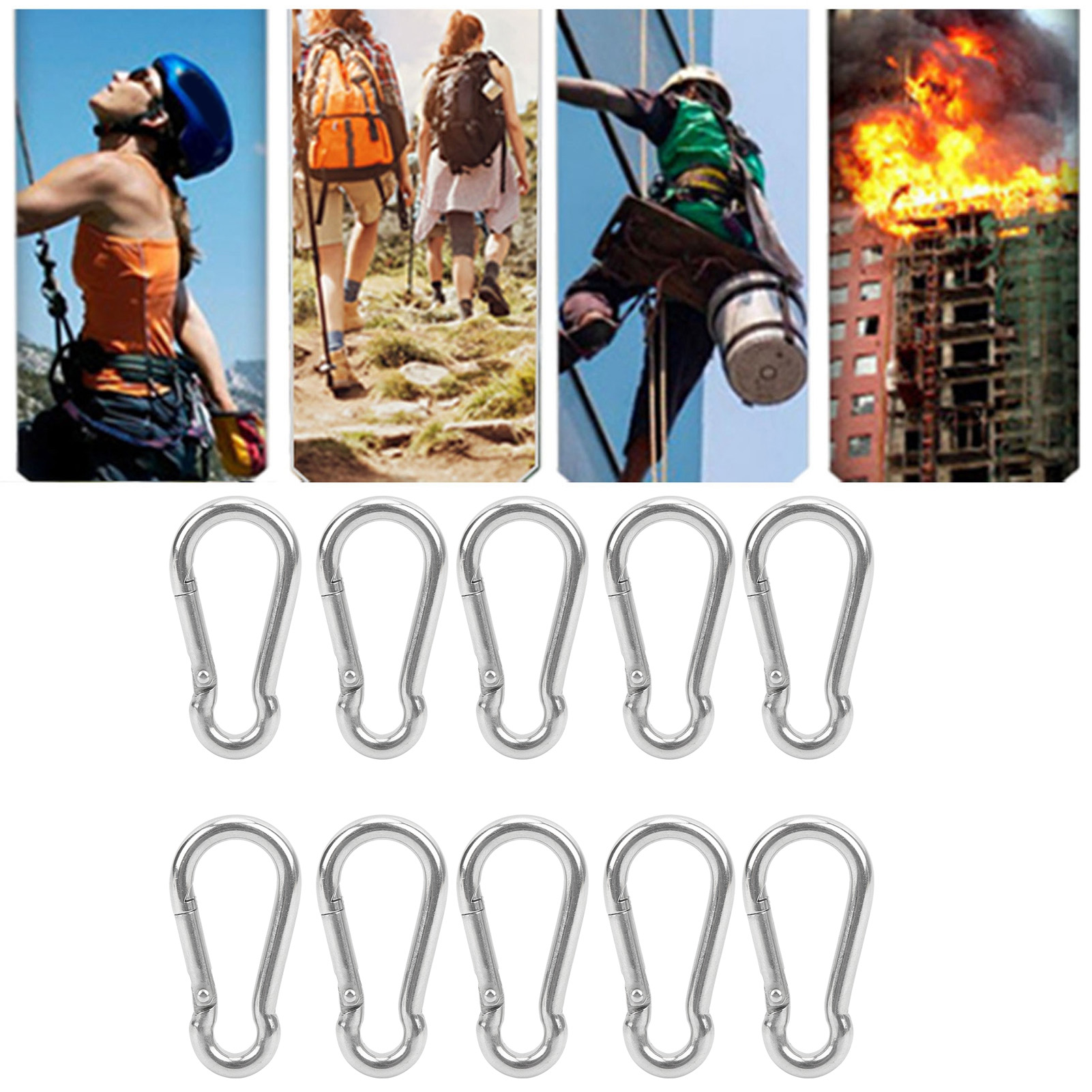 Packung Mit 10 Standard-federschnallen Aus Edelstahl 304, M5-federsicherheitshaken.