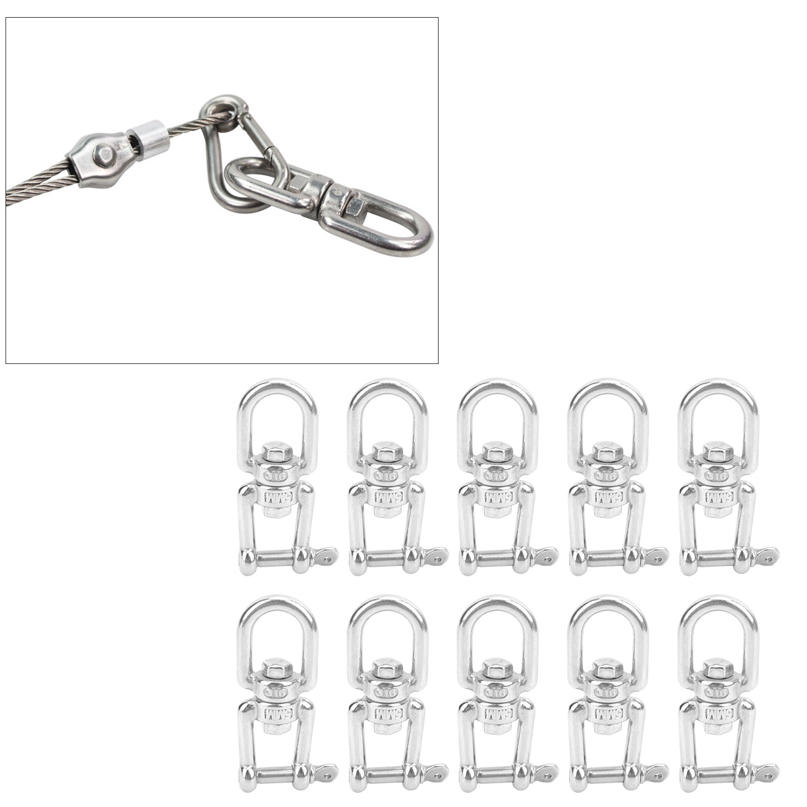 10 Drehbare Buchsen Aus Edelstahl 304, Typ Ou, M5