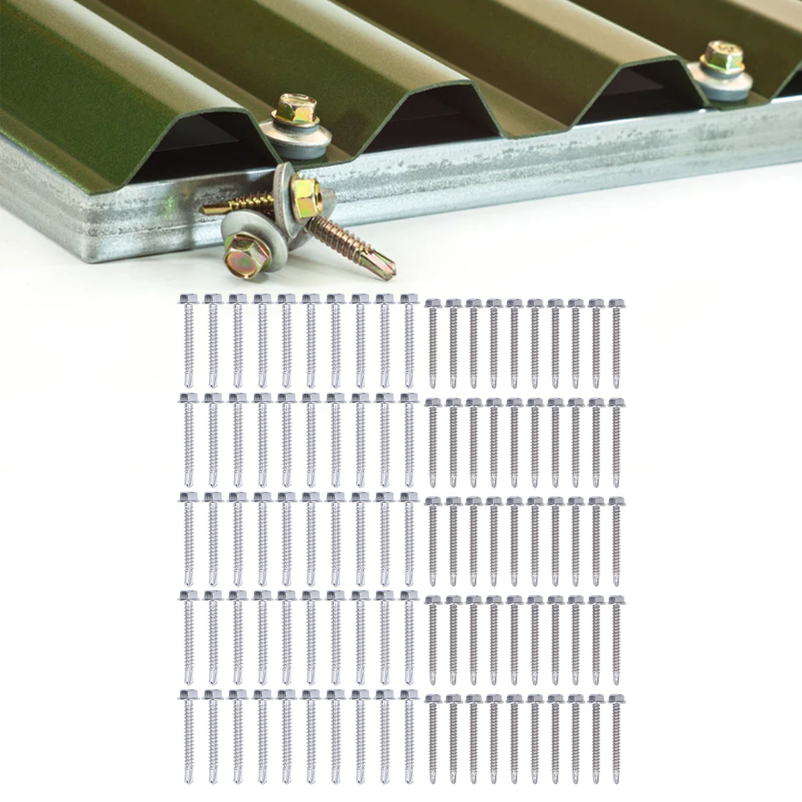 Außensechskantschraube Aus Edelstahl 304 Mit Unterlegscheibe Und Selbstbohrender Kappe, 4,2 X 38 Mm Und 4,8 X 38 Mm