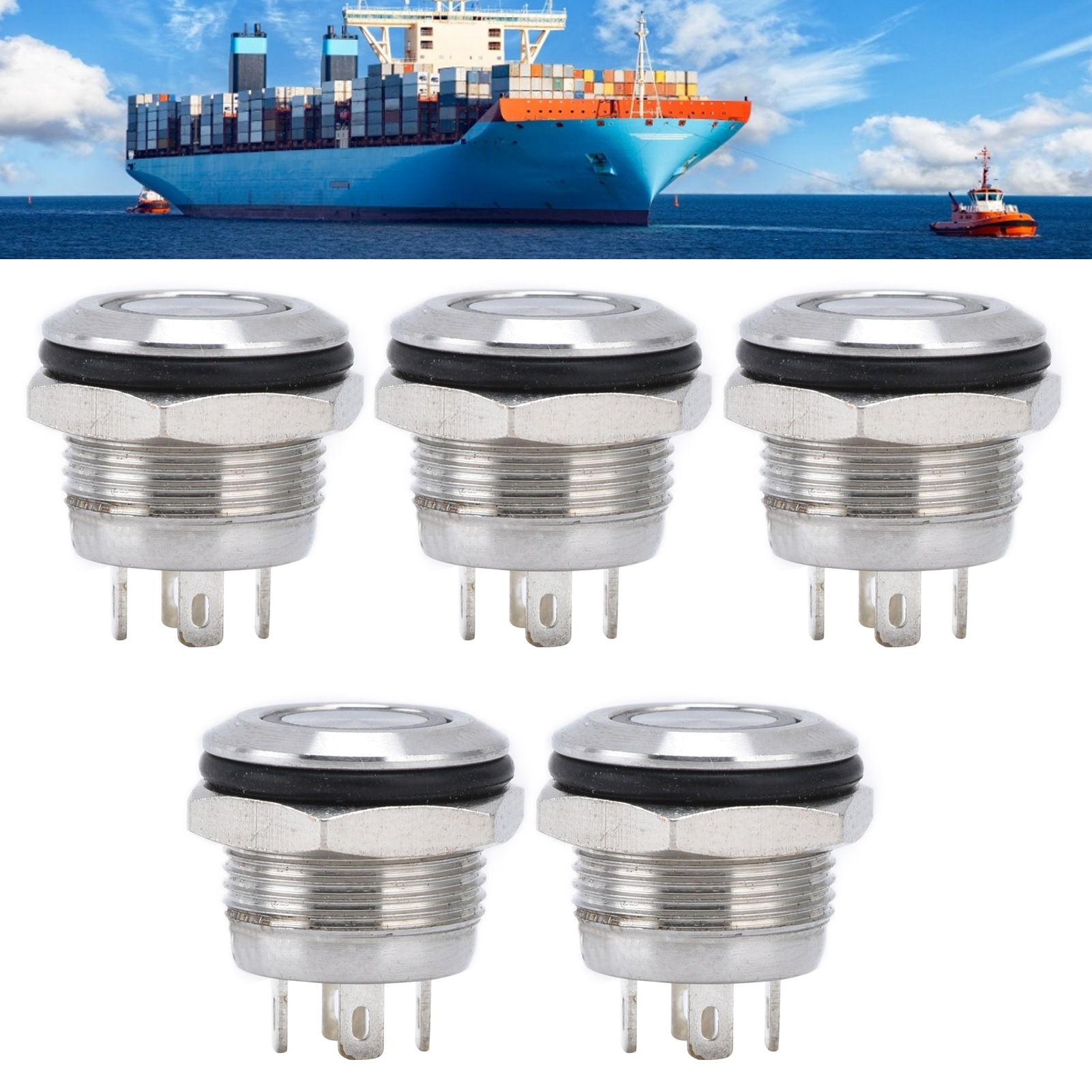Verkauft In 5er-packs: 12 Mm Ultrakurze Metall-drucktaster Mit Led, Selbstrückstellend, Momentbetrieb, Ultradünn, Wasserdicht, Ac220v, Rot.