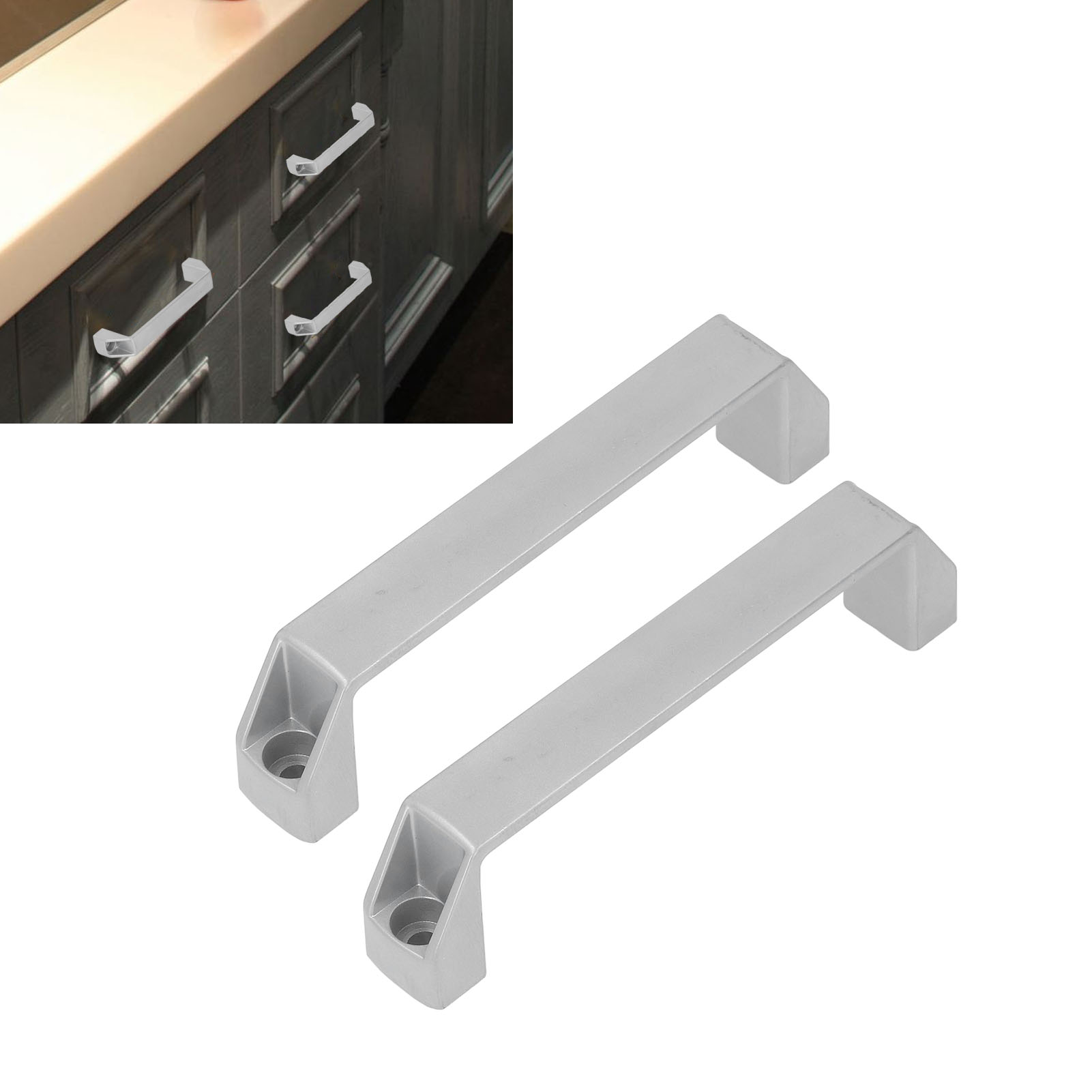 Quadratischer Griff Mit 180 Mm Mittenabstand, Werkzeugschranktürgriff, 180 Mm Aluminiumlegierung, Silber.