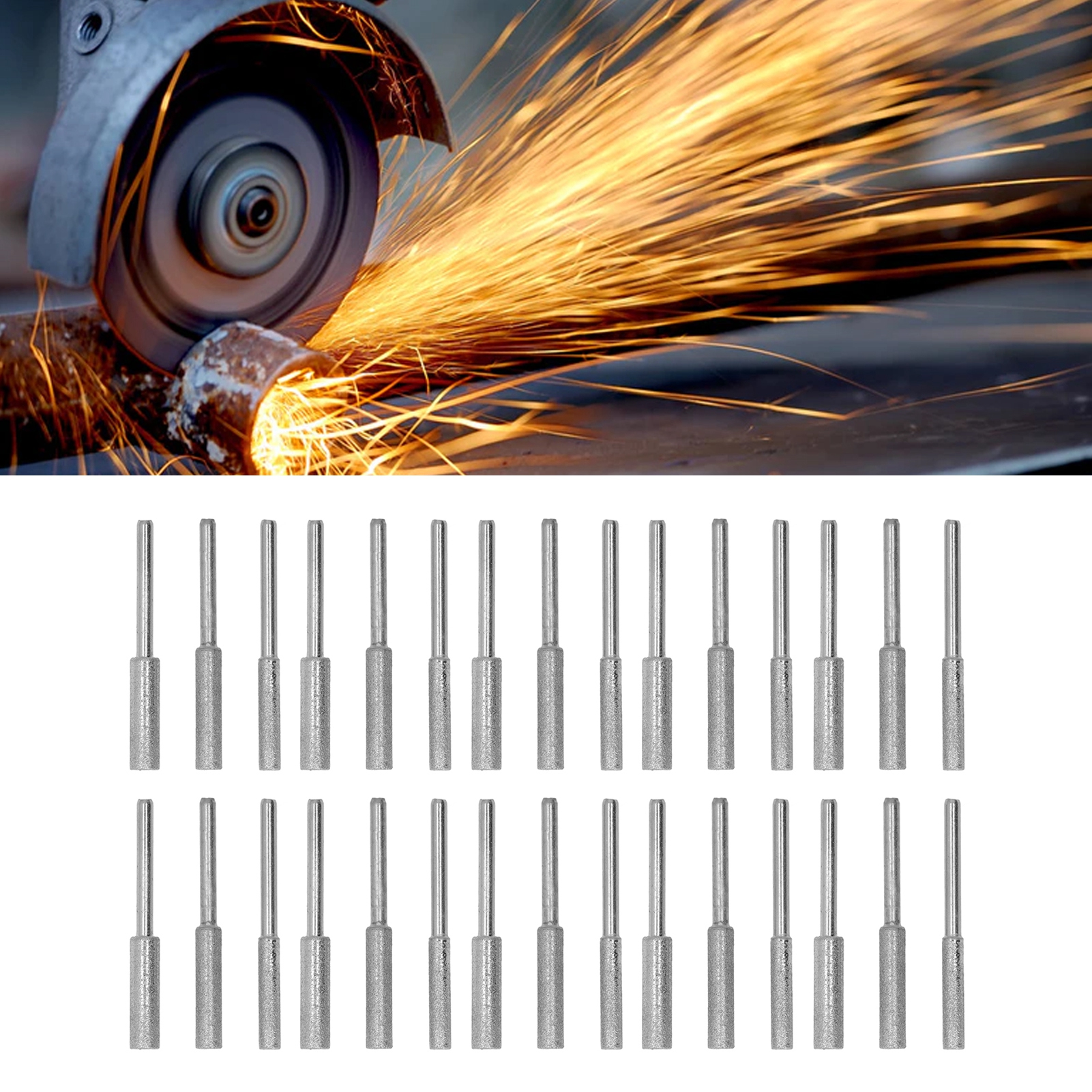 Set Mit 30 Versilberten Diamant-schärfköpfen Für Verschiedene Modelle, 3 Mm
