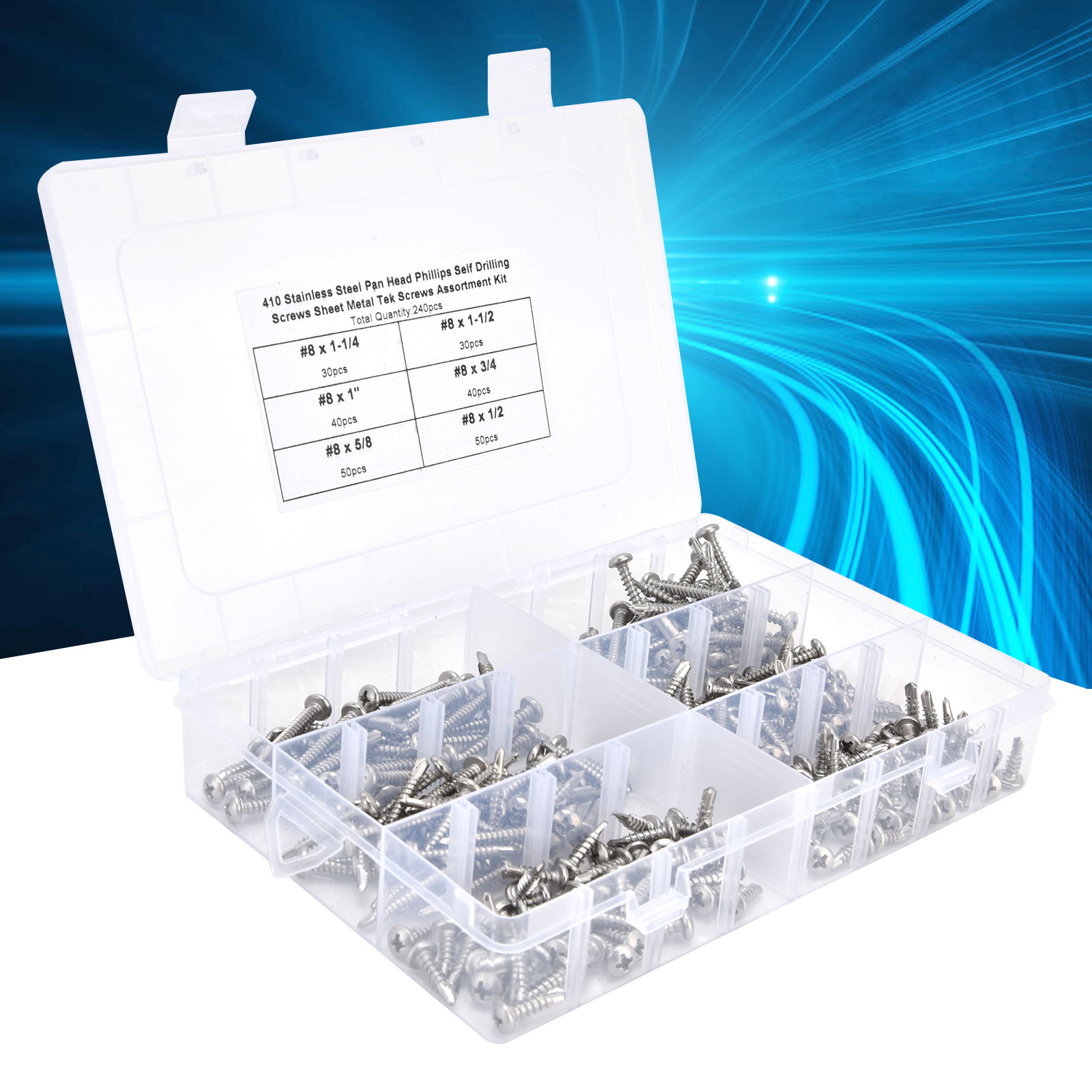 240 Phillips 8 Selbstbohrende Schrauben Aus Edelstahl 410 (verpackt)