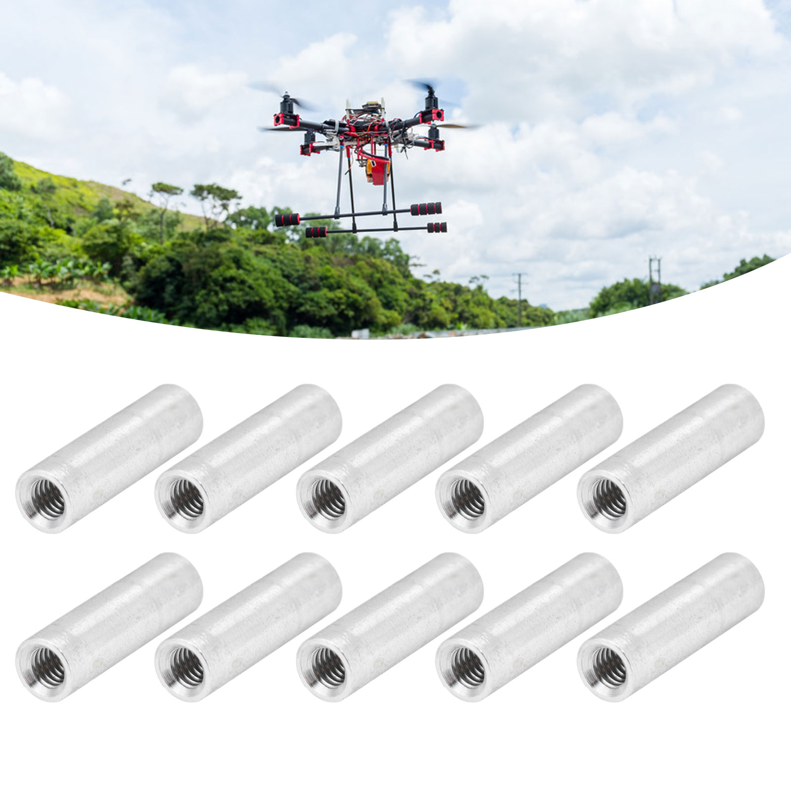 Zehn Gewindestützsäulen Aus Aluminiumlegierung M40,7 Mm 3501-0006-0200, Länge 20 Mm.