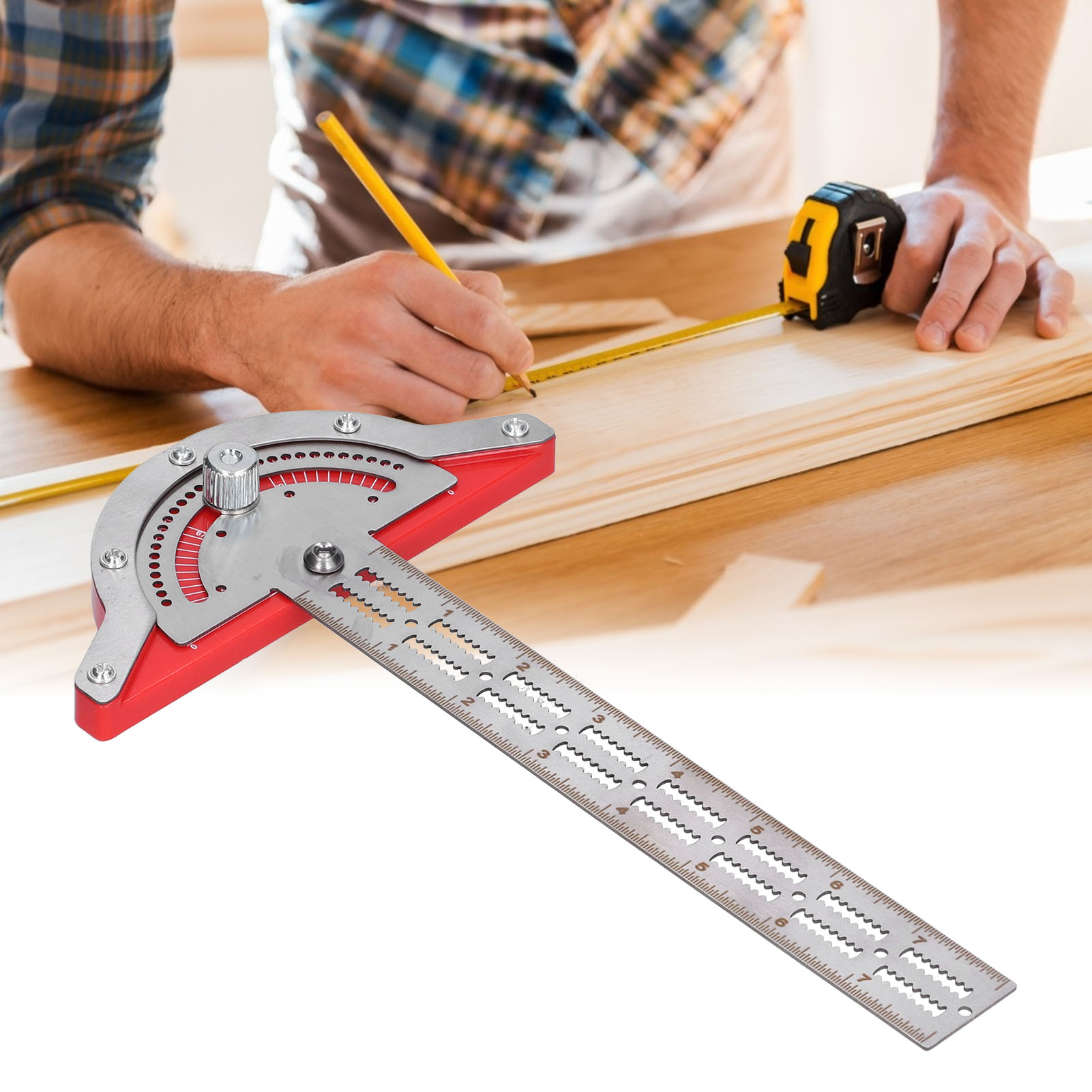 Neues 25 Cm (10 Zoll) Zimmermannslineal, Kantenanschlag, Skala, Kunststoffmessschieber