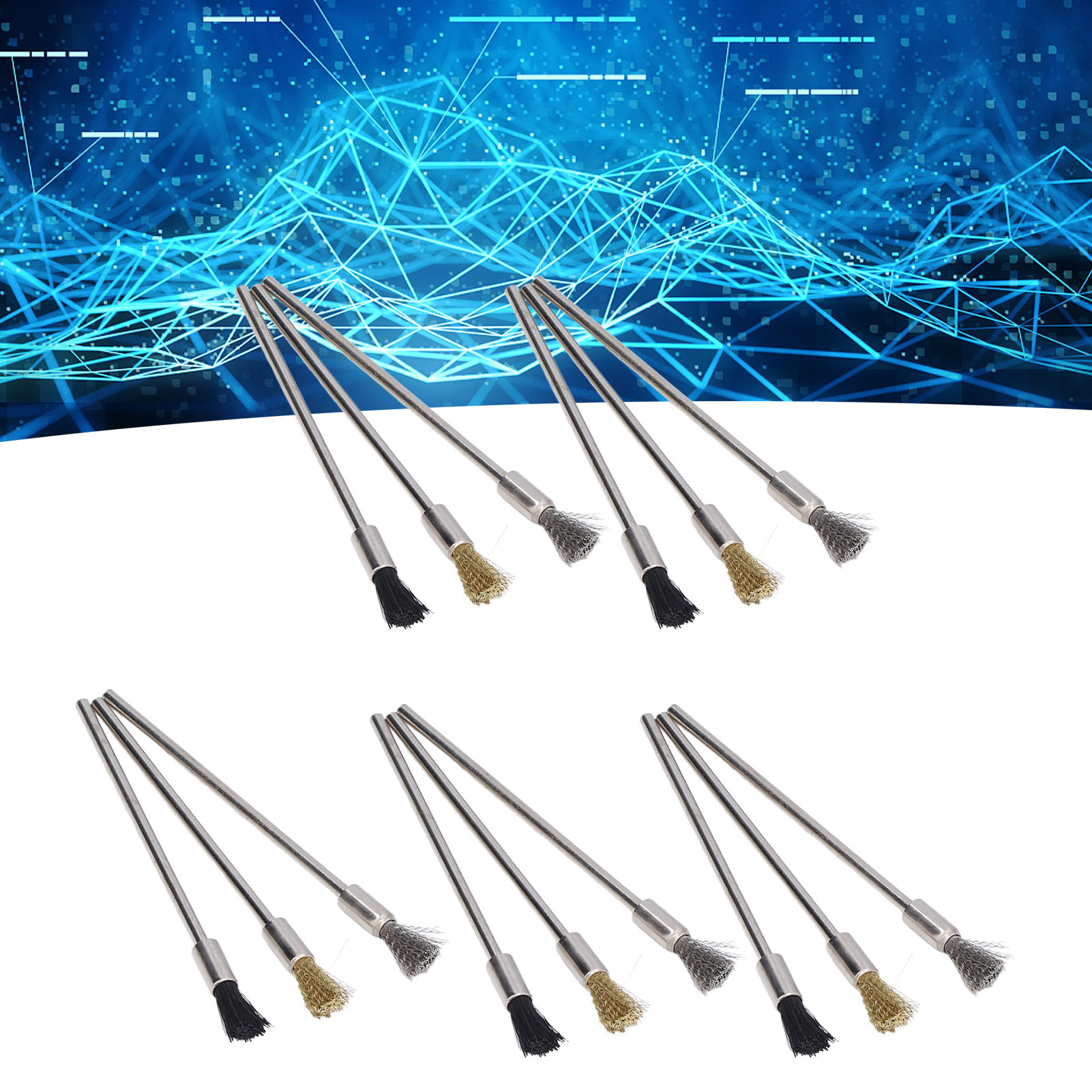Set Bestehend Aus 15 Teilen, Darunter 100 Mm Stahldrahtbürsten, Nylonbürsten Und Kupferdrahtbürsten (je 5 Stück).