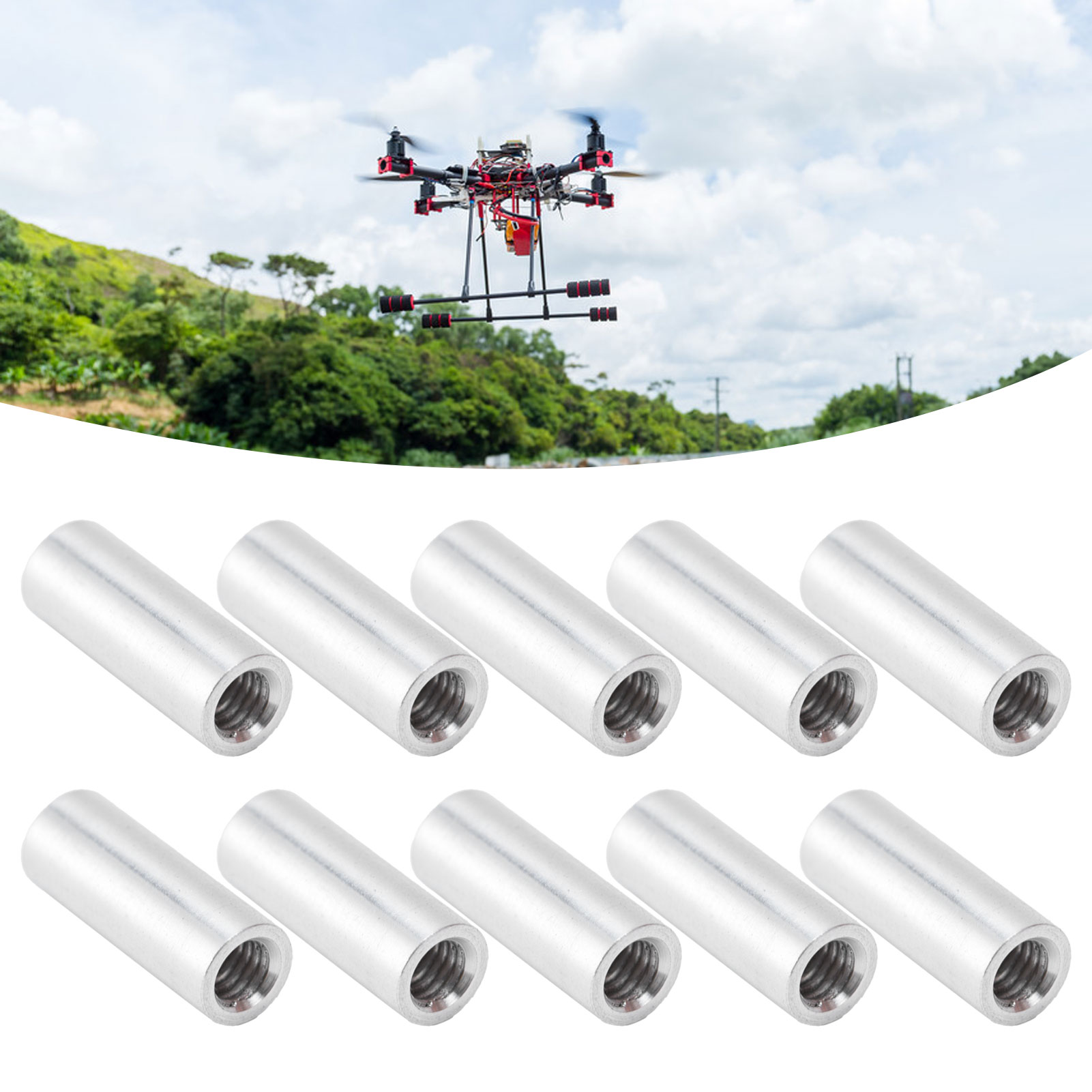 Zehn Gewindestützsäulen Aus Aluminiumlegierung M40,7 Mm 3501-0006-0160, Länge 16 Mm.