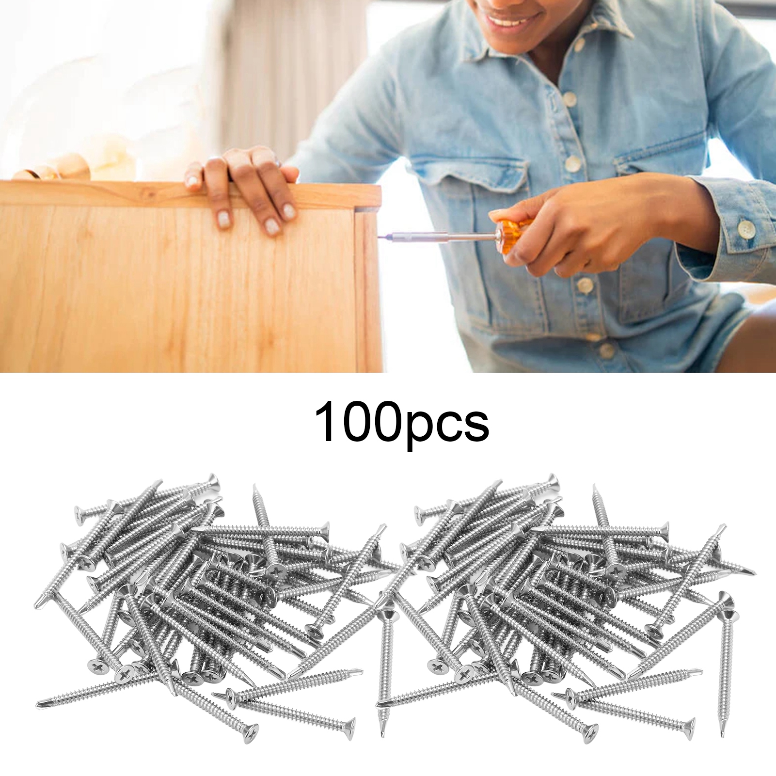 100 Selbstbohrende Phillips-senkkopfschrauben Aus Edelstahl 304, Nennlänge 50 Mm, M4.2-18