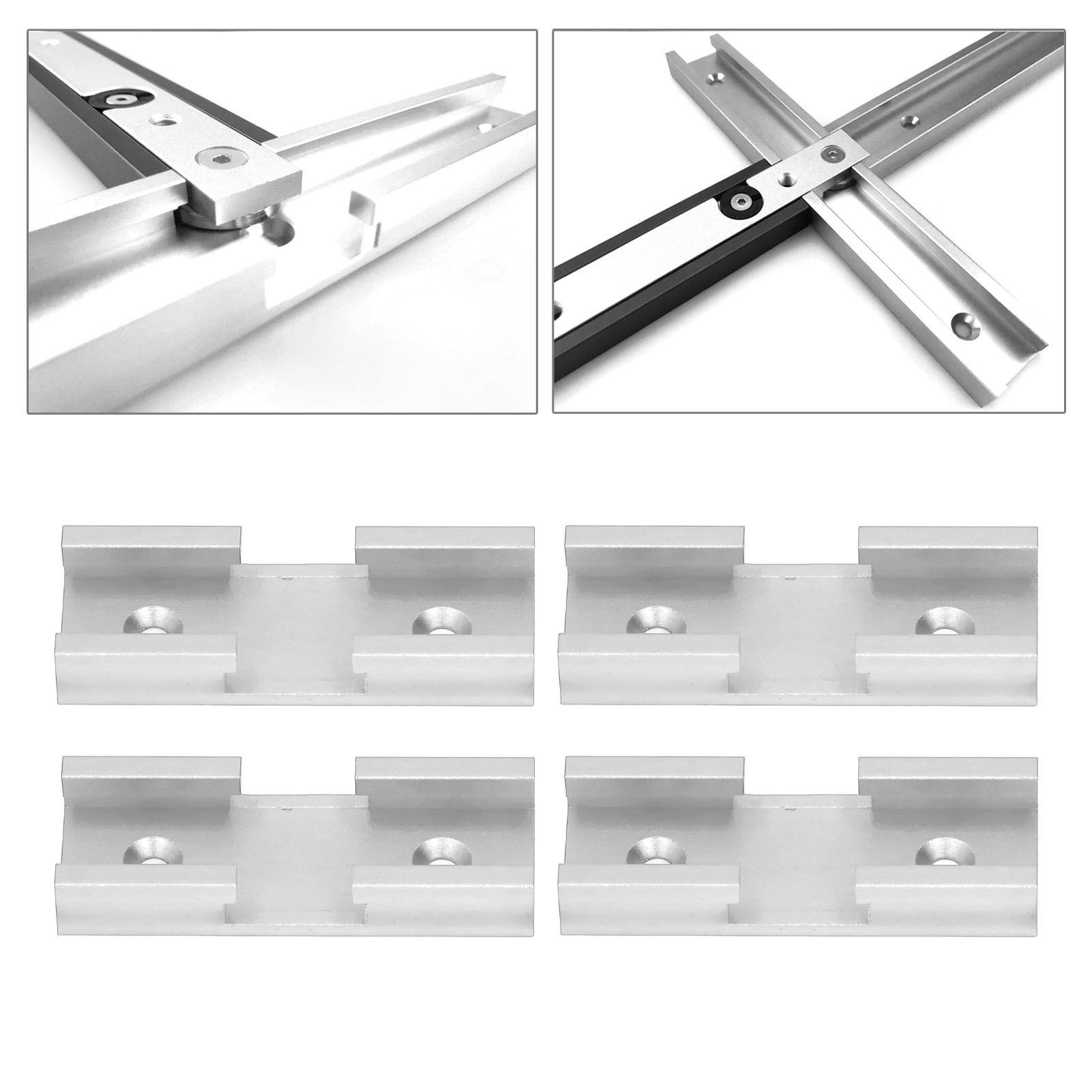 Set Mit 4 Universellen Schiebegriffen Für Die Holzbearbeitung, 80 Mm T-nut, Silberfarben