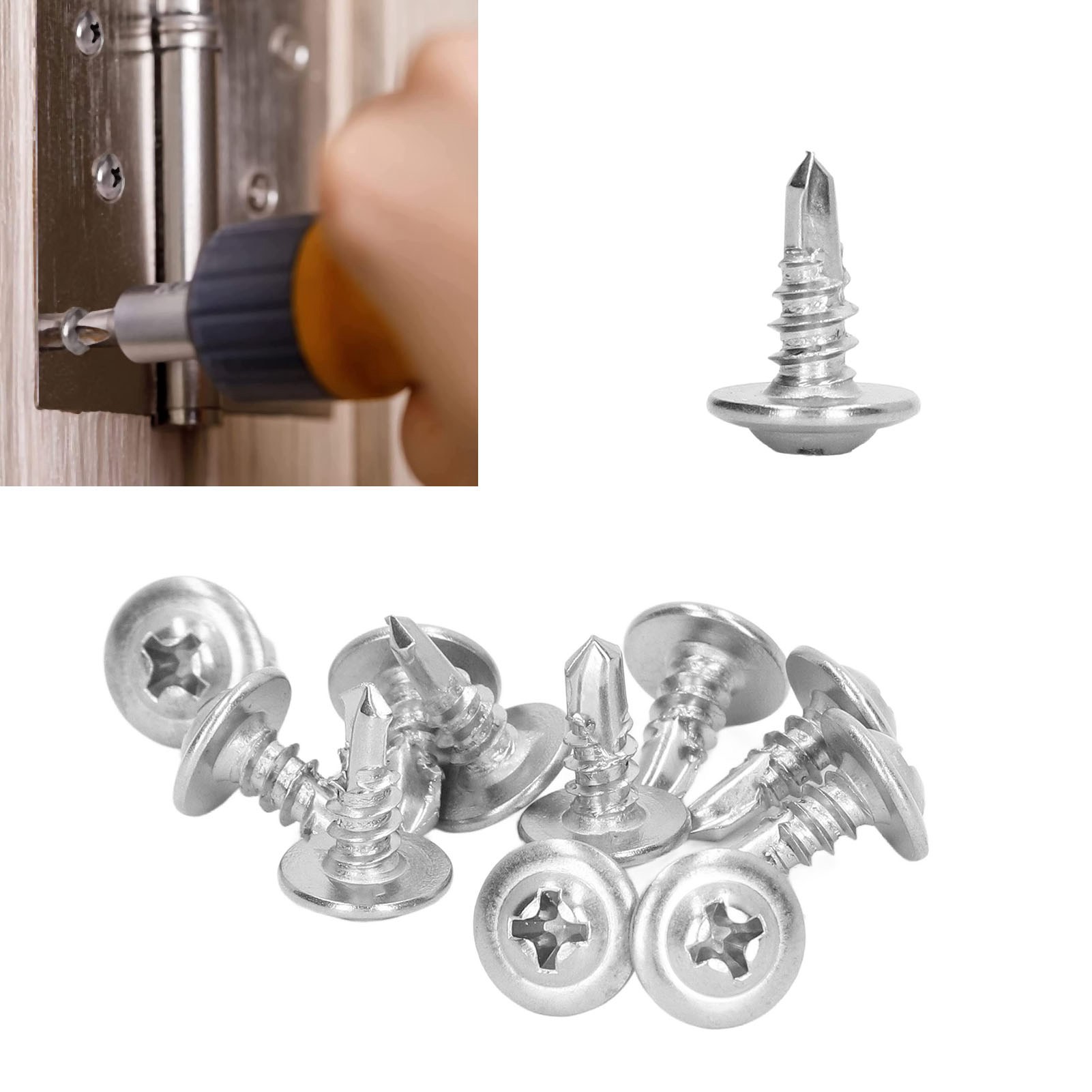 410 Edelstahl-rundkopf-selbstschneidschrauben, Set Mit 100 Stück, 4,813 Mm.