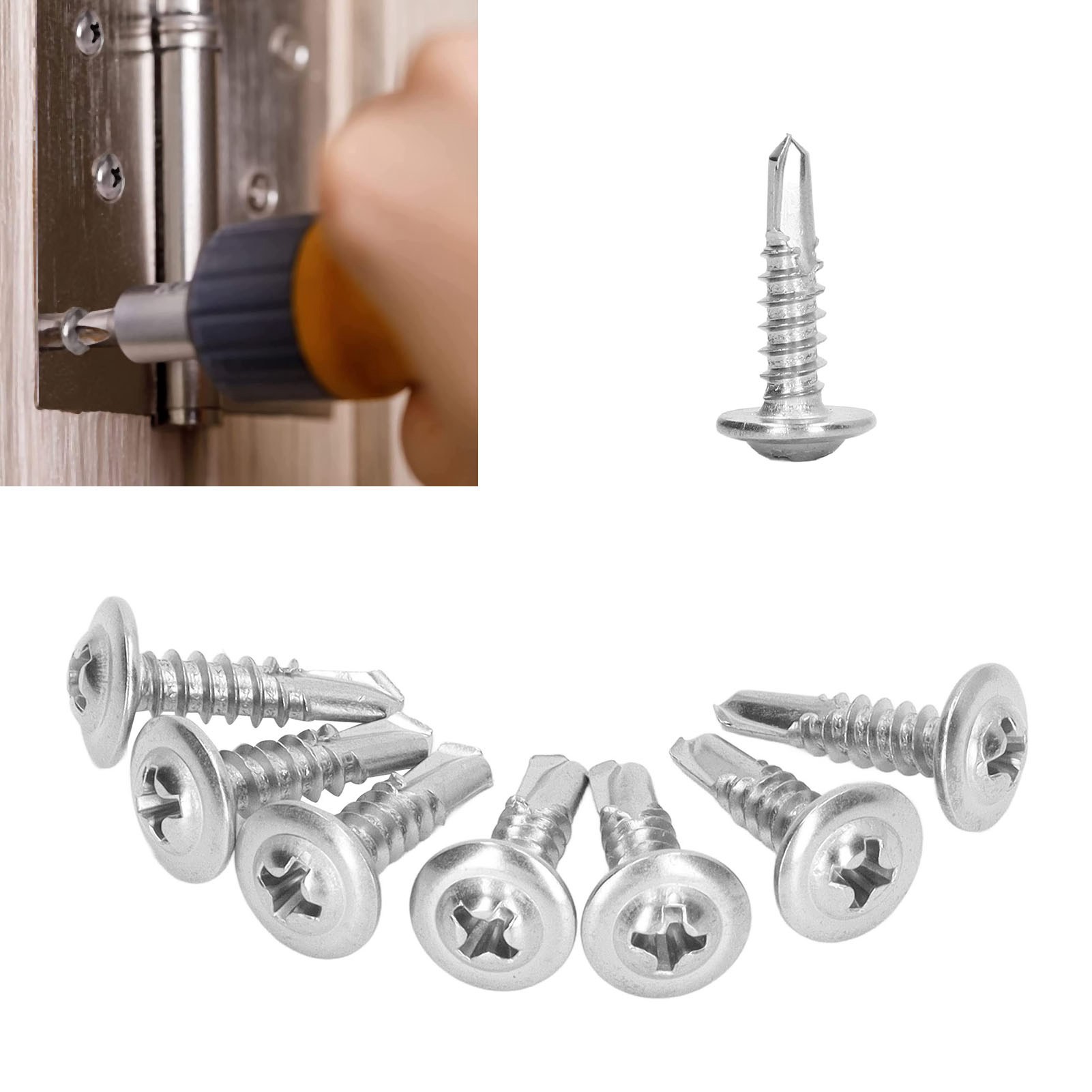 410 Edelstahl-rundkopf-selbstschneidschrauben, Set Mit 100 Stück, 4,819 Mm.
