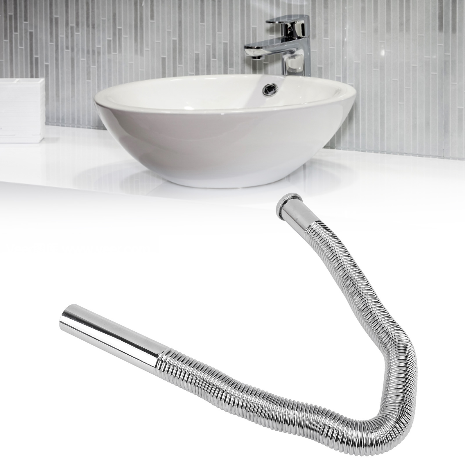 Flexibles, Gewelltes Messing-abflussrohr Für Waschbecken, Großer Durchmesser, Geruchsdichter Abfluss, G 1-1/4'' Zoll Gewindeanschluss.