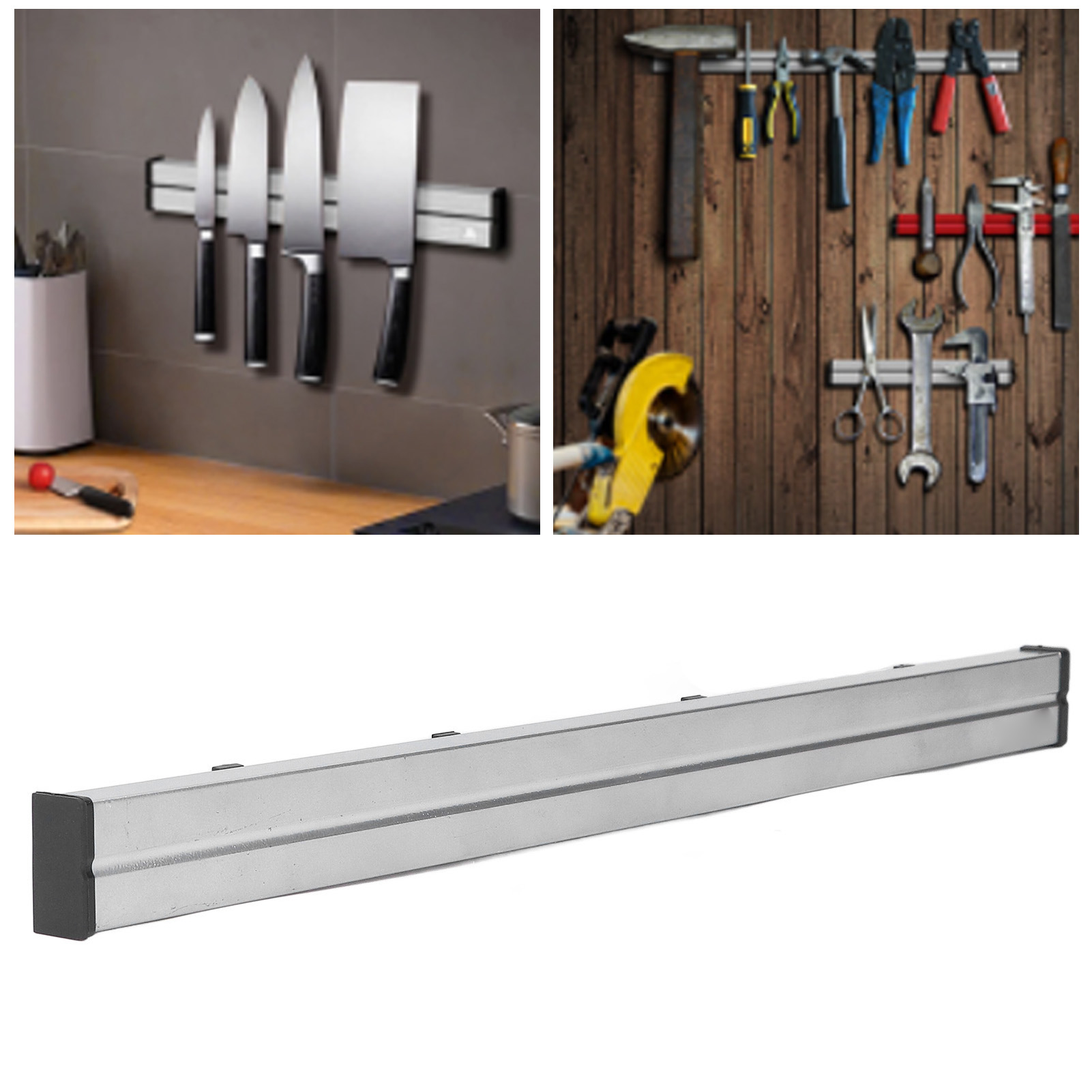 Robuster Magnethalter Für Werkzeuge, Messer Und Küchenutensilien. Einseitiger 400 Mm Magnetstreifen Für Optimalen Halt. Fh1-400, Glänzend Silber.