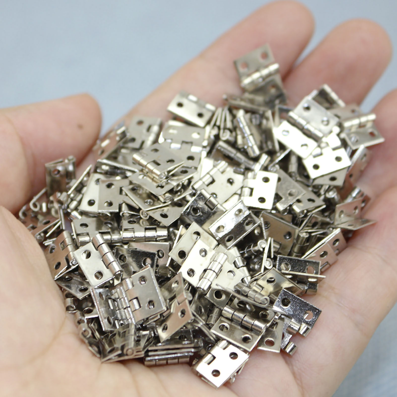 Mini-scharnier (1/4 Zoll) Mit Nägeln, Klappscharnier, Kleines 4-loch-scharnier, 8 X 10 Mm Kupferscharnier, Kleines Klappscharniermodell, Silberfarben