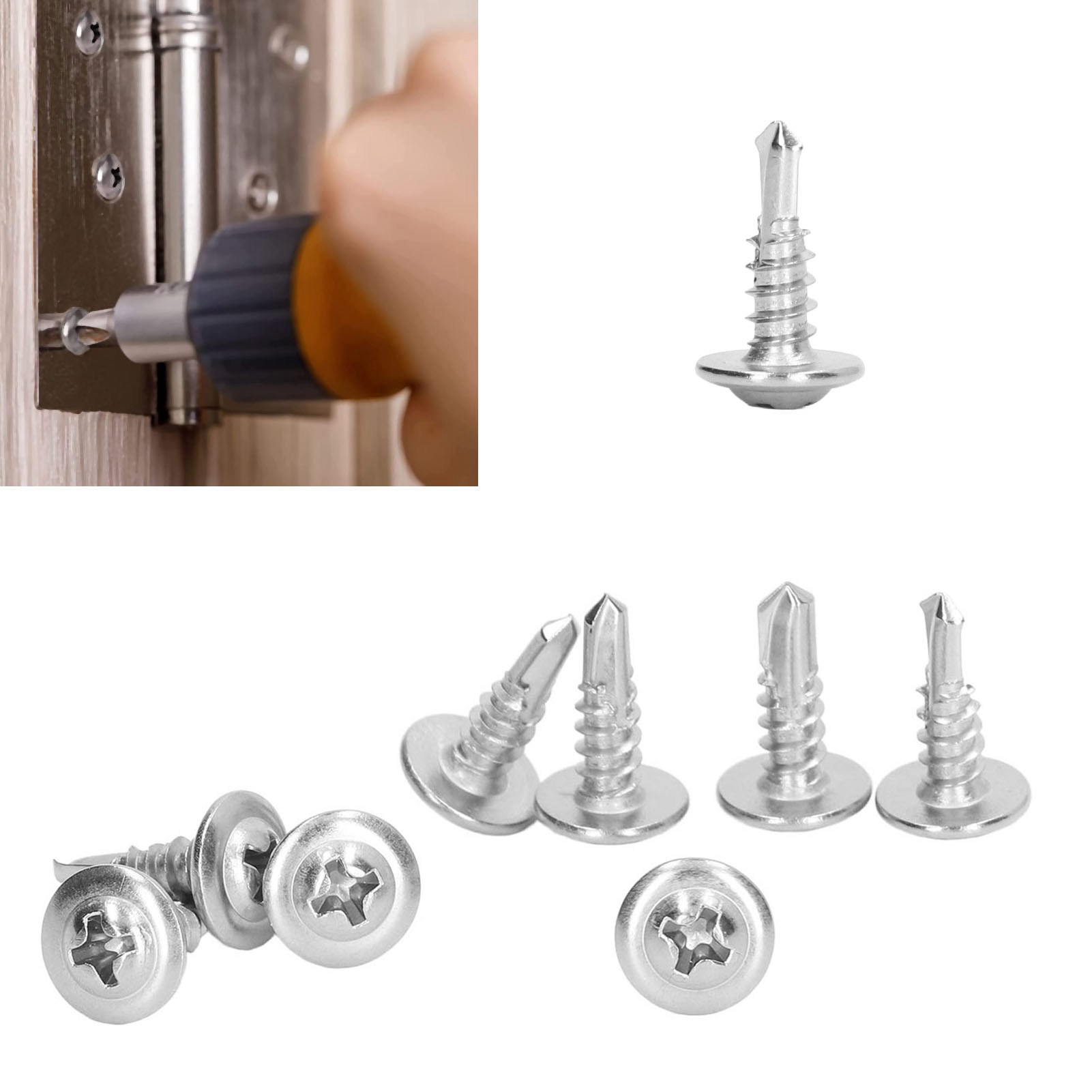 410 Edelstahl-rundkopf-selbstschneidschrauben, Set Mit 100 Stück, 4,816 Mm.