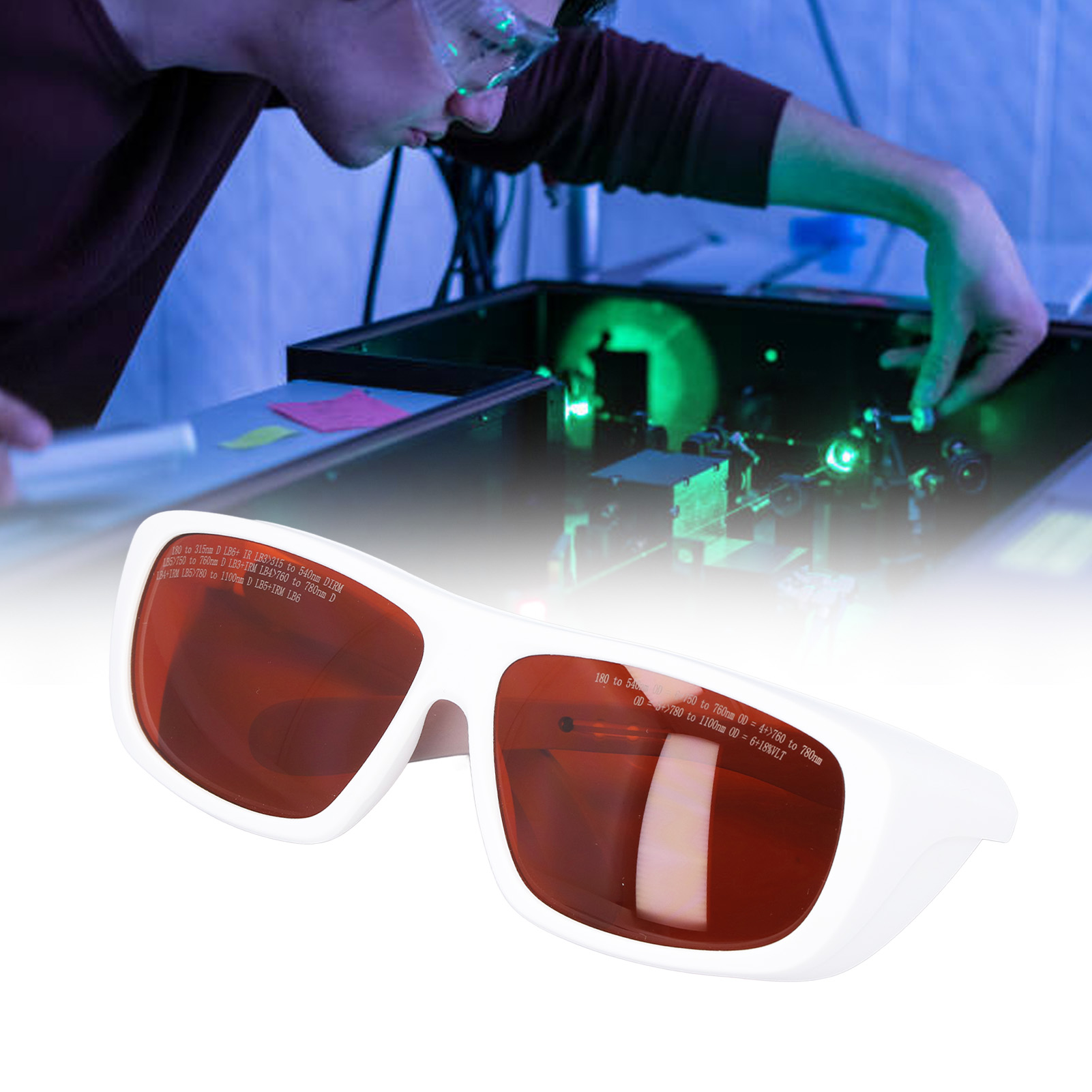 Schutzbrille 180–540 Nm 750–1100 Nm, Glasfasertechnikerbrille, Weiß
