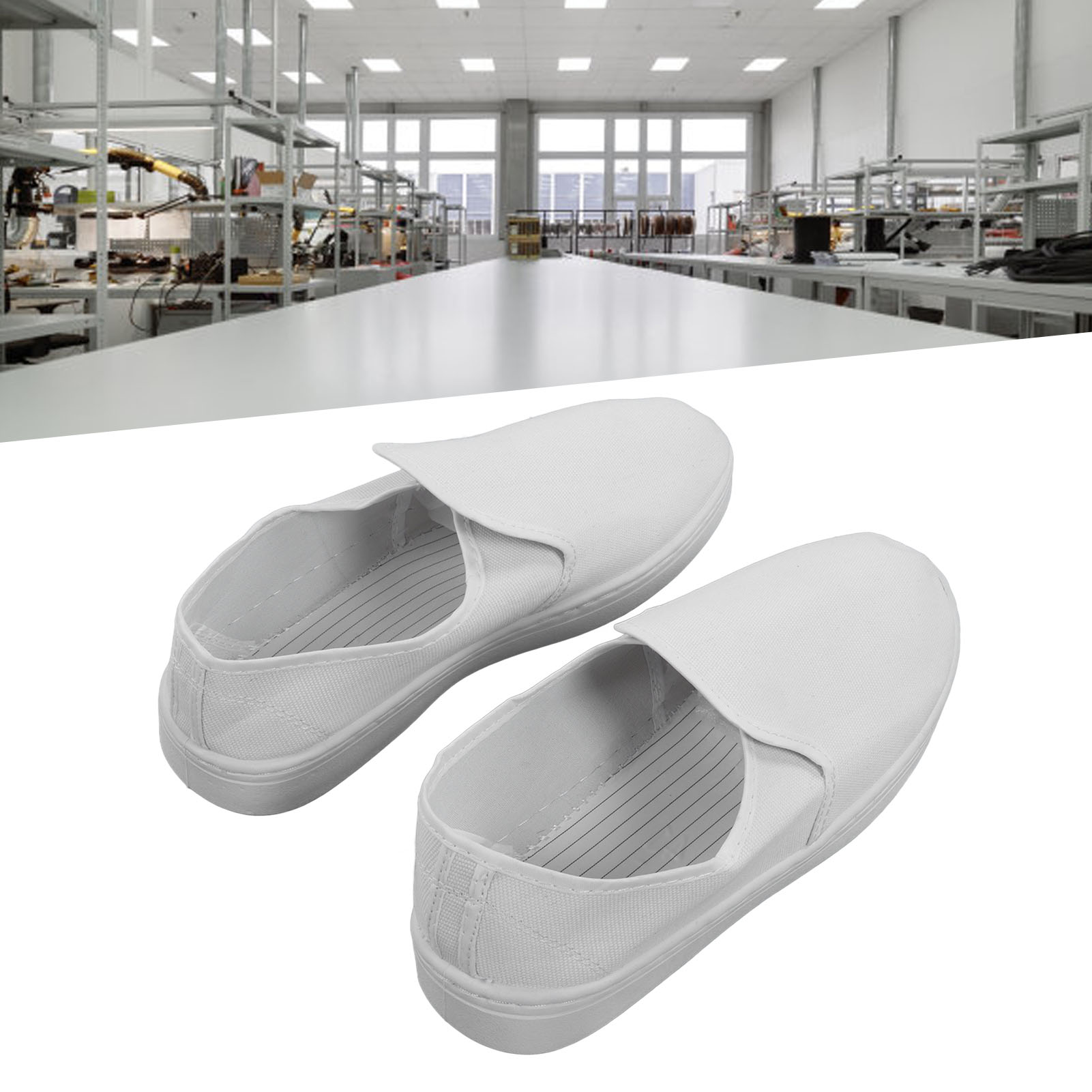 Weiße Canvas-schuhe Mit Vier Ösen, Antistatische Pvc-schuhe Für Reinräume In Öl-, Petrochemie-, Lebensmittel- Und Elektronikfabriken, Größe 38.