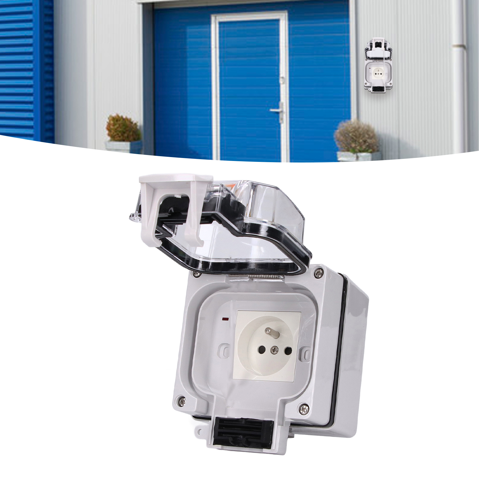 Ip66 Wasserdichte Außensteckdose, 250 V 16 A, Französische Ausführung, Geeignet Für Feuchträume Und Gärten.