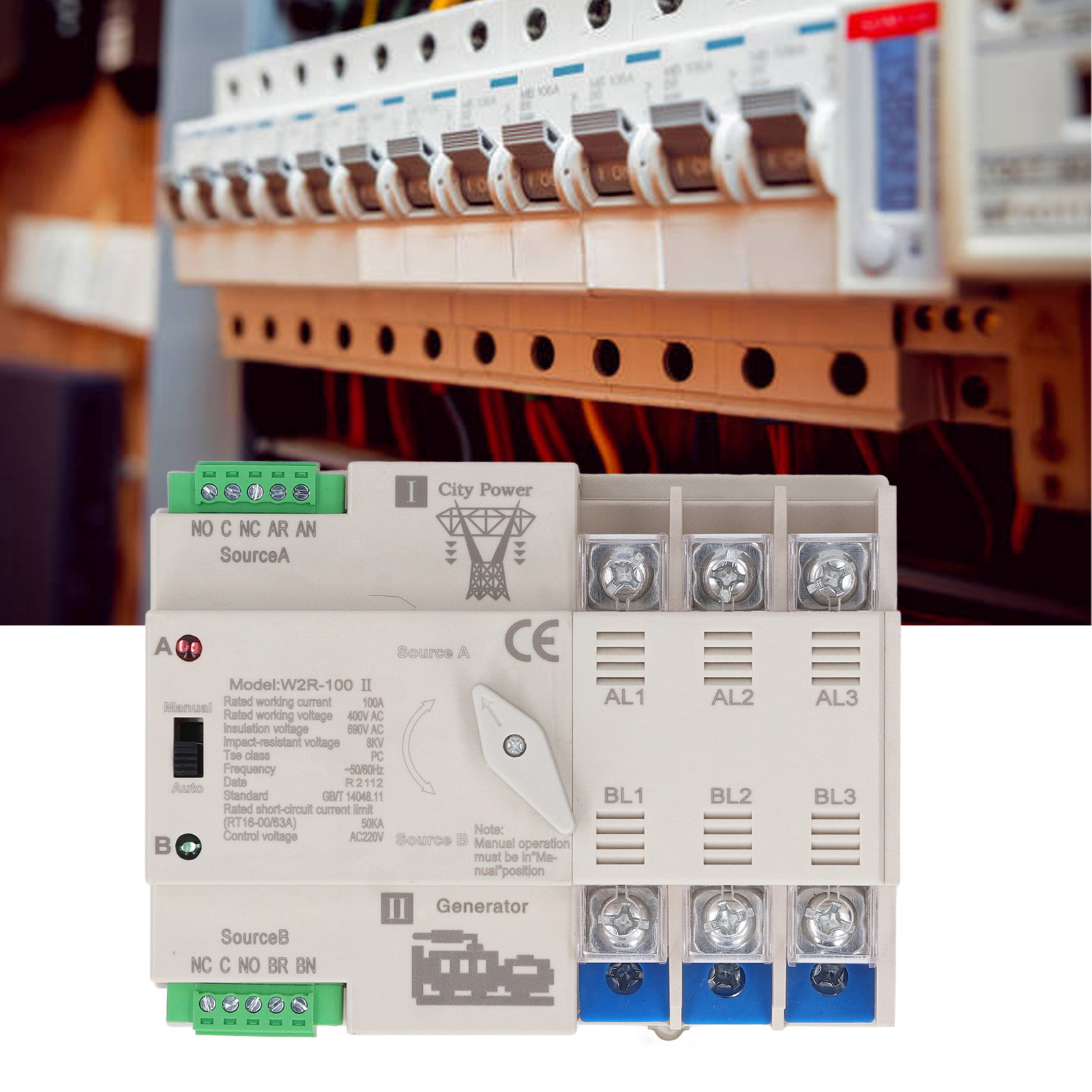 White Premium W2r-100 Dreiphasiger 100a 220v Dual-power-automatik-umschalter