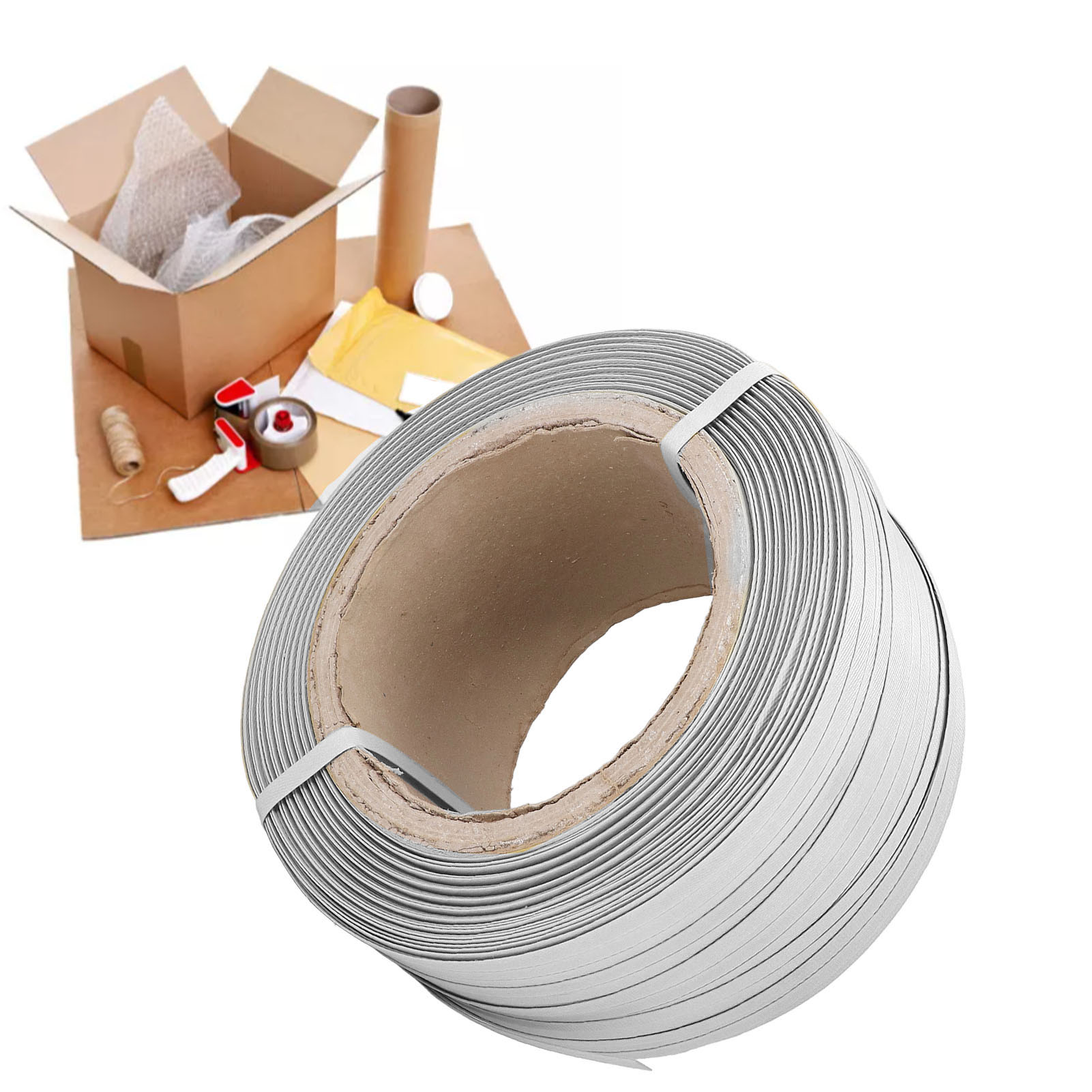 1 Rolle Mit 500 M Hochwertigem Umreifungsband Nr. 1, Kunststoffumreifungsband, Pp-umreifungsband, Bindeband, Halbautomatisches Umreifungsband, Weiß