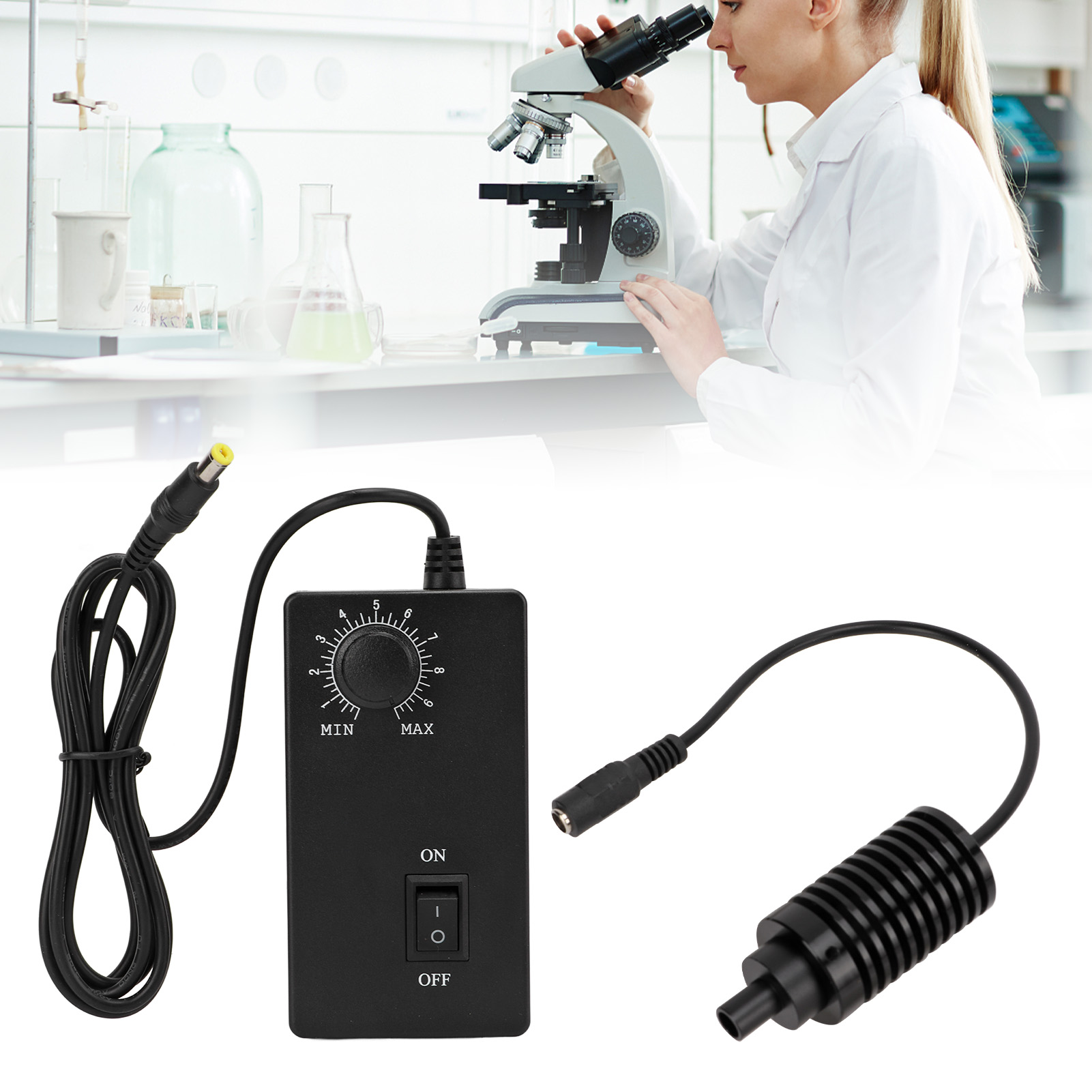Koaxialer Led-scheinwerfer Für Mikroskope, Einstellbare Helligkeit, Ac100v-240v, Φ9mm, Europäisches Standardweiß.