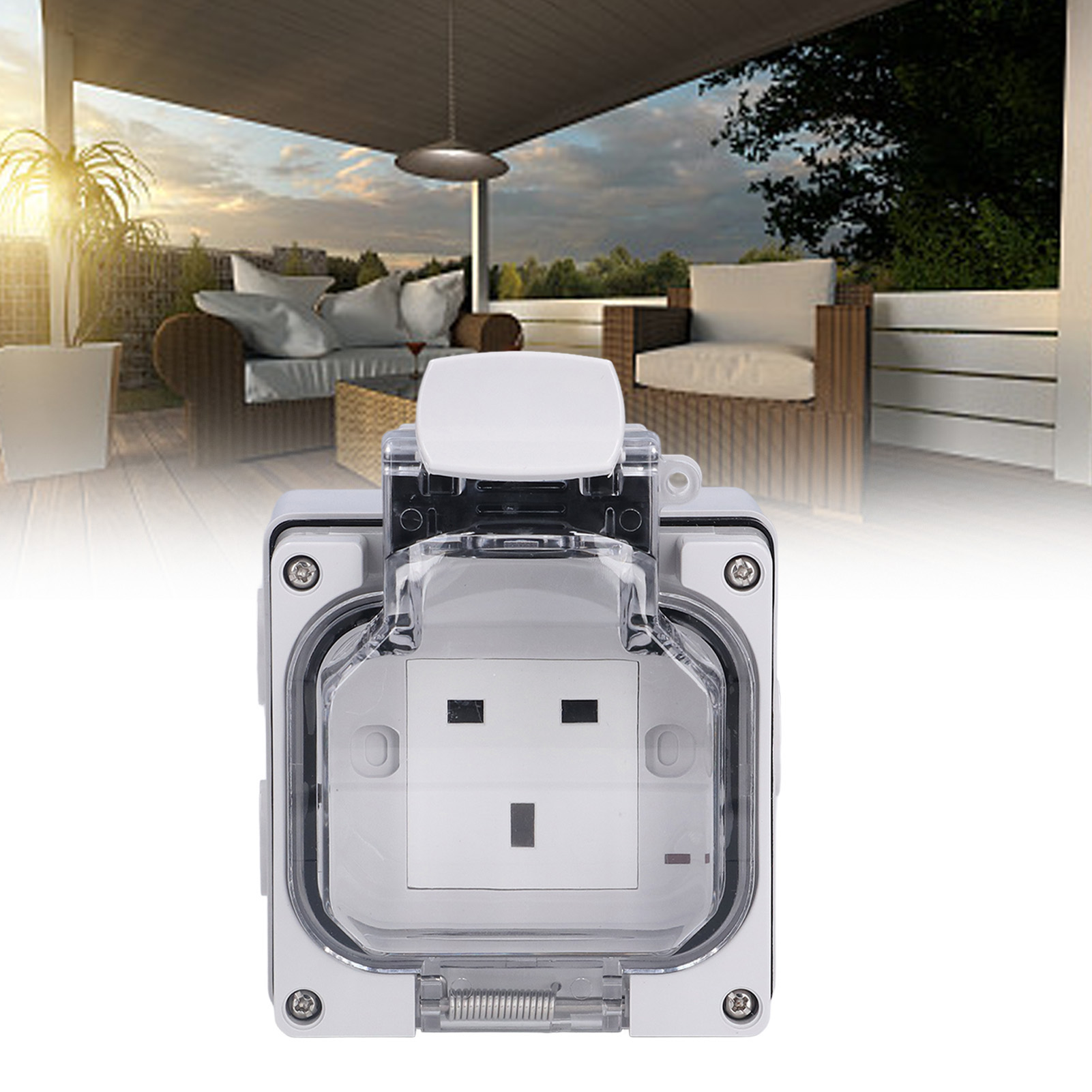 Ip66 Wetterfeste Außenwandsteckdose, Wetterfest, Wasser- Und Uv-beständig, 250 V 13 A, Entspricht Dem Britischen Standard Für Wetterfeste Gartensteckdosen, 3-loch-steckdose.