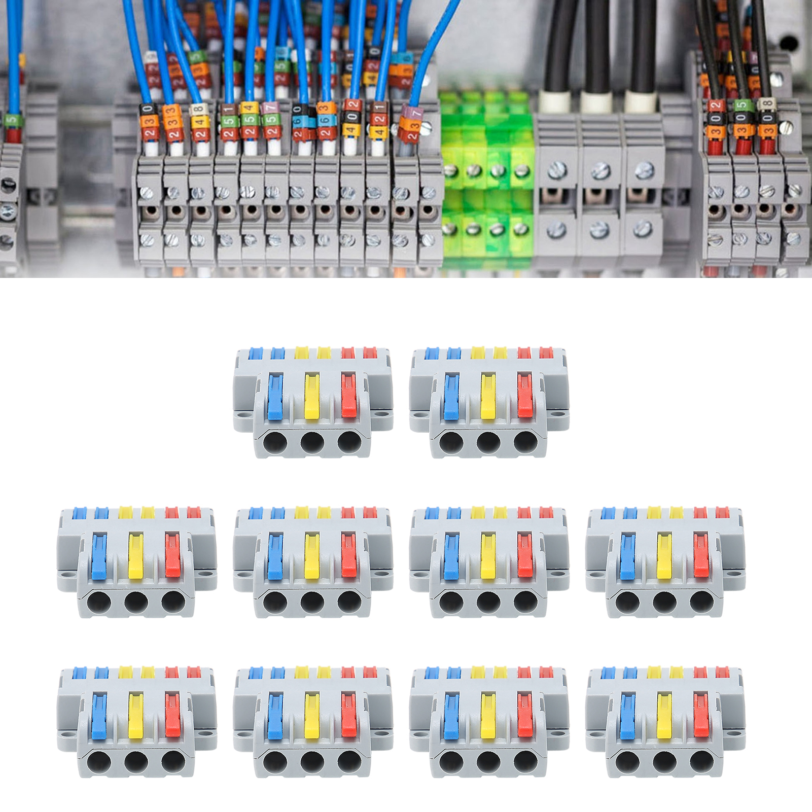 Packung Mit 10 Spl-63 Schnellanschlussklemmen, Universalverbinder Für Flexible Und Starre Leitungen, 250 V