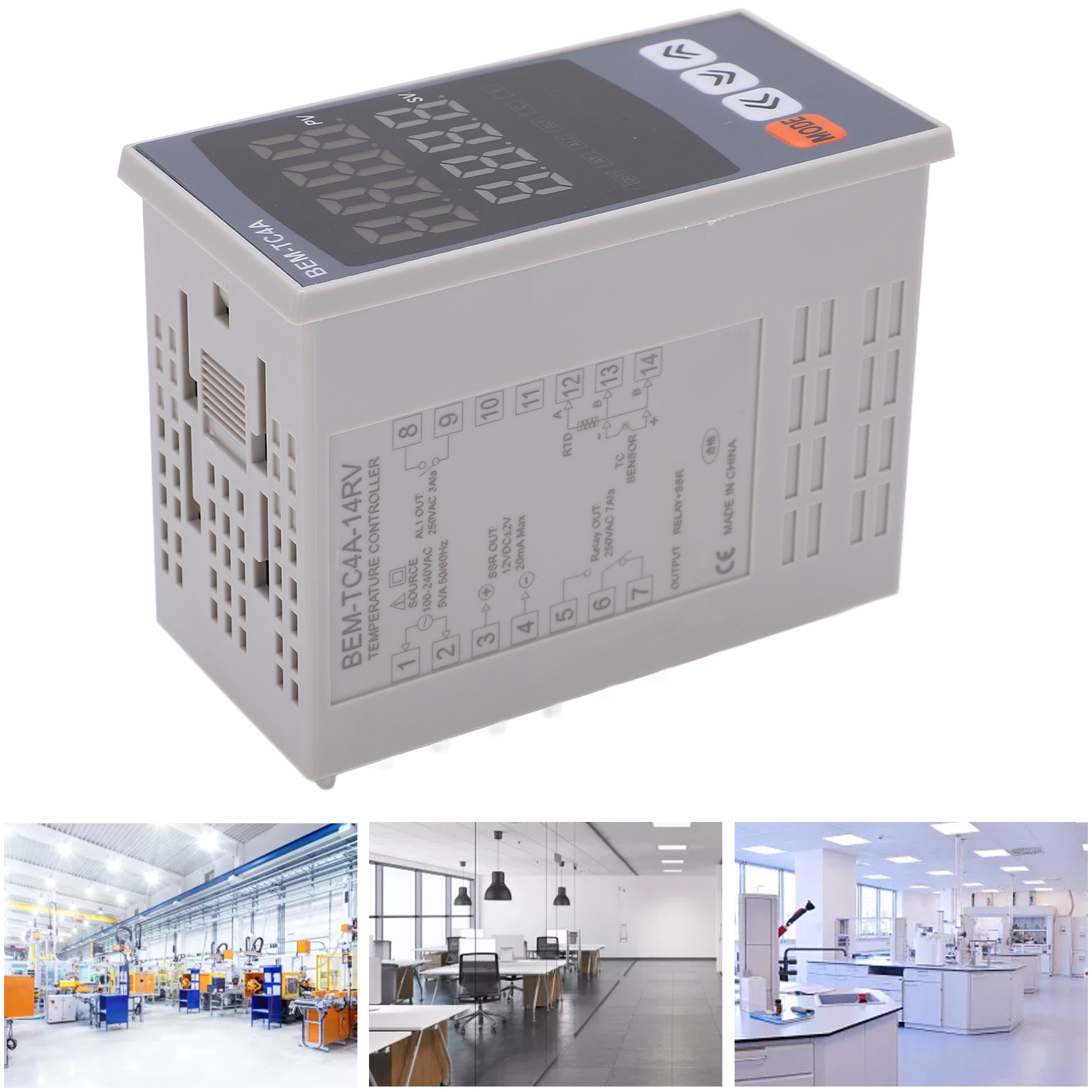 Berm Pid-temperaturregler Mit Relais- Und Halbleiterausgang, 100–240 V Ac Temperaturregelungsinstrument Bem-tc4a-14rv