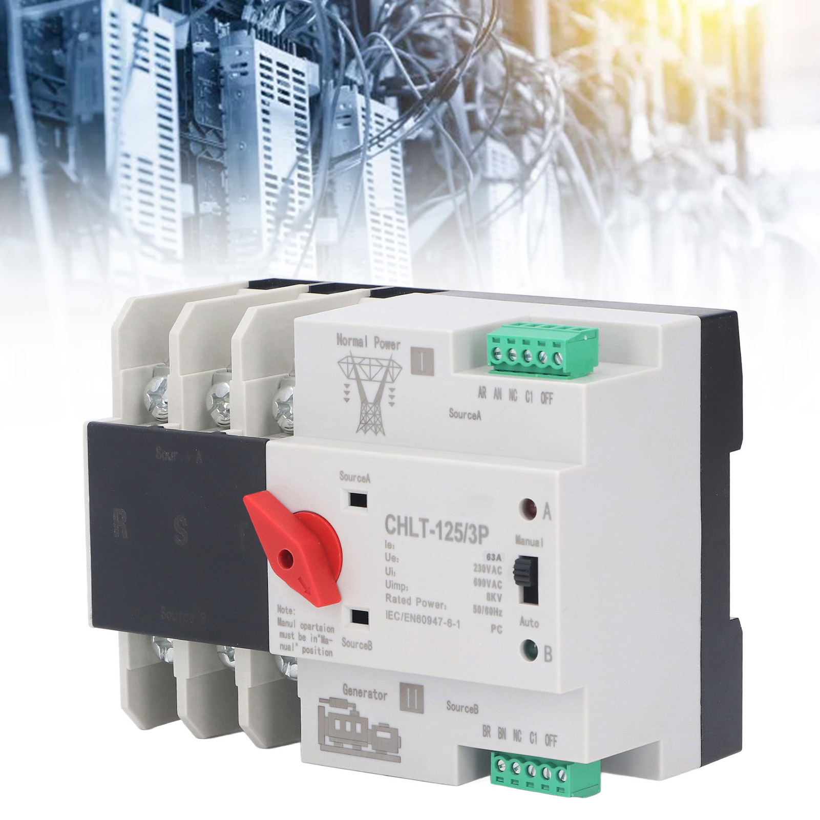 Chlt-125/3p Automatischer Schaltkreis Mit Doppelter Unterbrechungsfreier Stromversorgung Ac230v, Schneller Schaltsteuerung, Millisekunden-schaltung, Unterbrechungsfreie Wechselstromversorgung Bis Zu 6