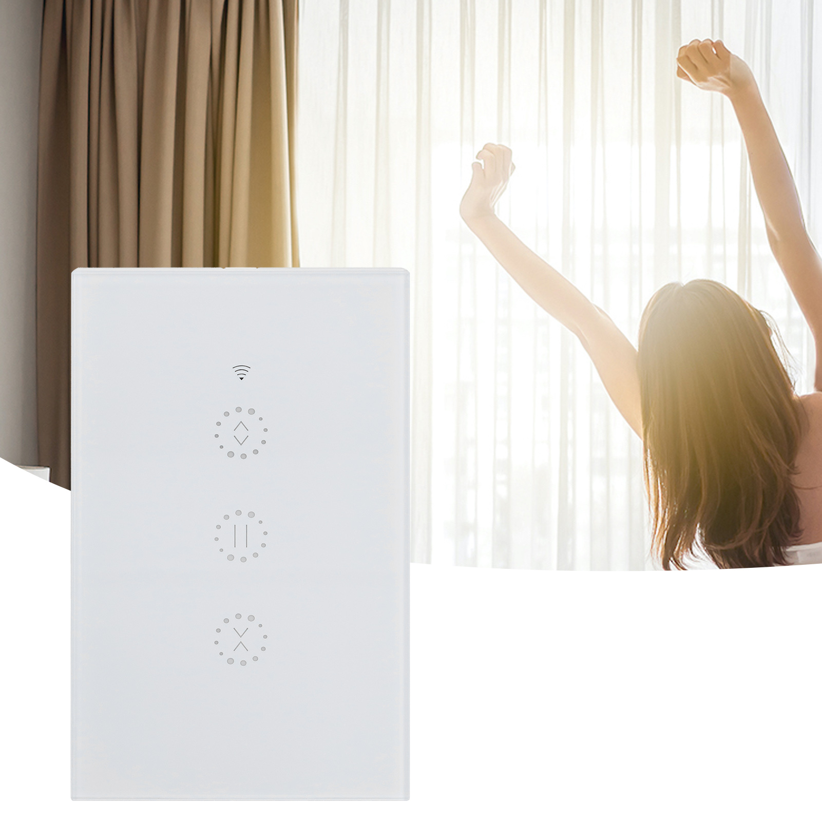 Intelligenter Dimmerschalter Gemäß Europäischen Normen, Wlan-fähiger Intelligenter Vorhangschalter, Fernbedienung, 95–250 V